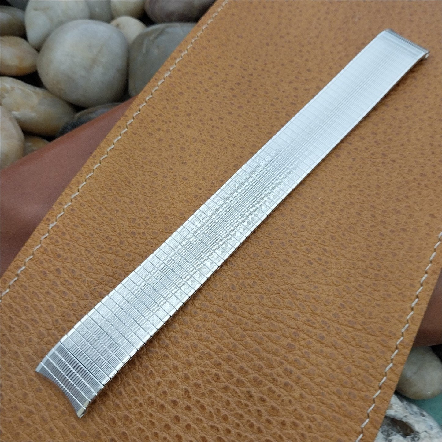 17.2mm 10K White Gold-Filled Speidel Thinline Vintage Watch Band