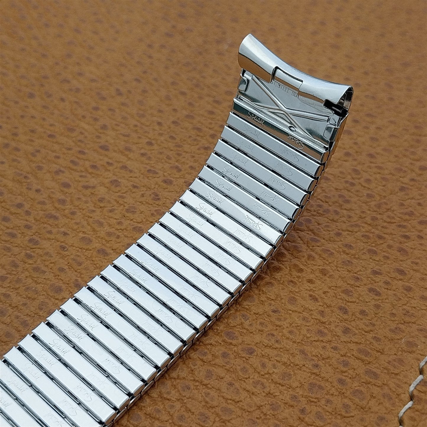 17.2mm 10K White Gold-Filled Speidel Thinline Vintage Watch Band 5 7/8"