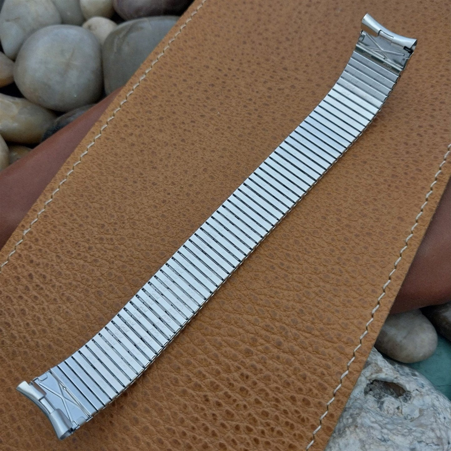 17.2mm 10K White Gold-Filled Speidel Thinline Vintage Watch Band 5 7/8"