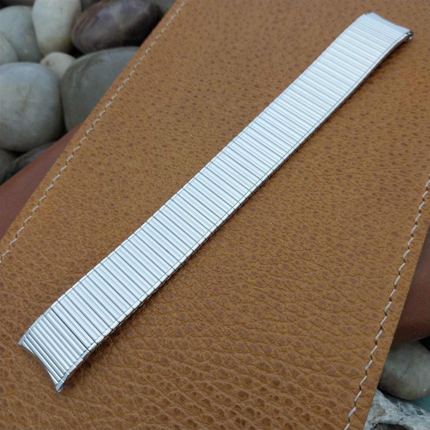 17.2mm 10K White Gold-Filled Speidel Thinline Vintage Watch Band 5 7/8"