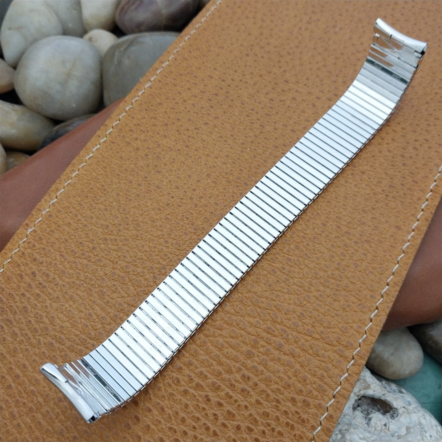 17.2mm 10K White Gold-Filled Long Speidel Thinline Vintage Watch Band