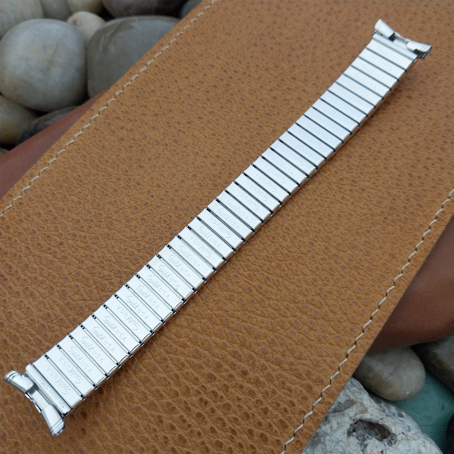 10k White Gold Filled Expansion Speidel USA Classic 1970s Vintage Watch Band nos