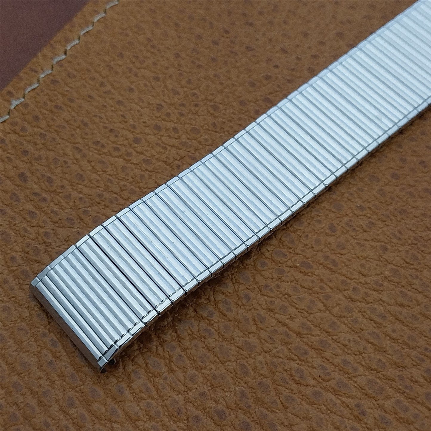 17.2mm Long 10K White Gold-Filled Long Speidel Thinline Vintage Watch Band