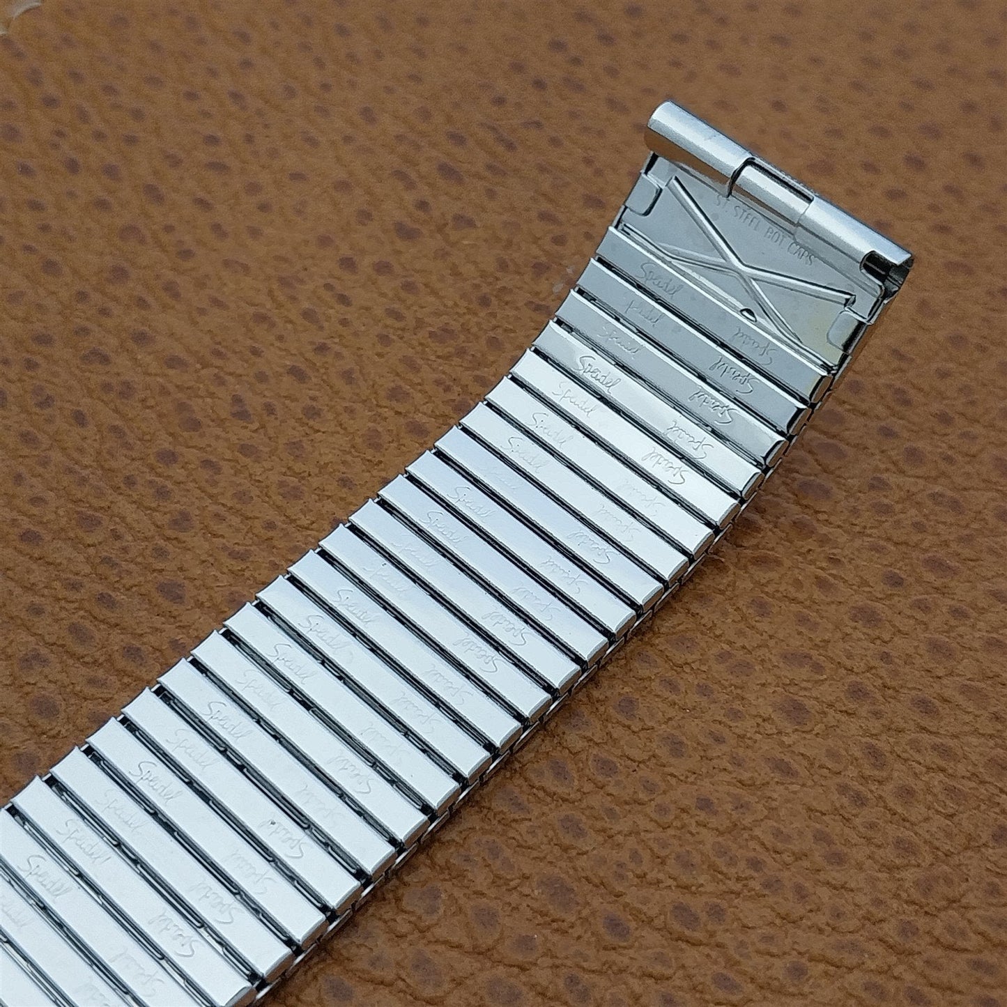 17.2mm Long 10K White Gold-Filled Long Speidel Thinline Vintage Watch Band