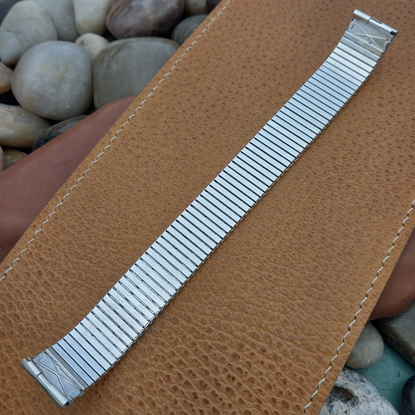 17.2mm Long 10K White Gold-Filled Long Speidel Thinline Vintage Watch Band