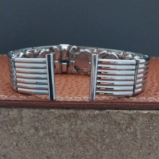 1955 19mm 18mm 16mm White Gold-Filled Speidel In The Groove Vintage Watch Band