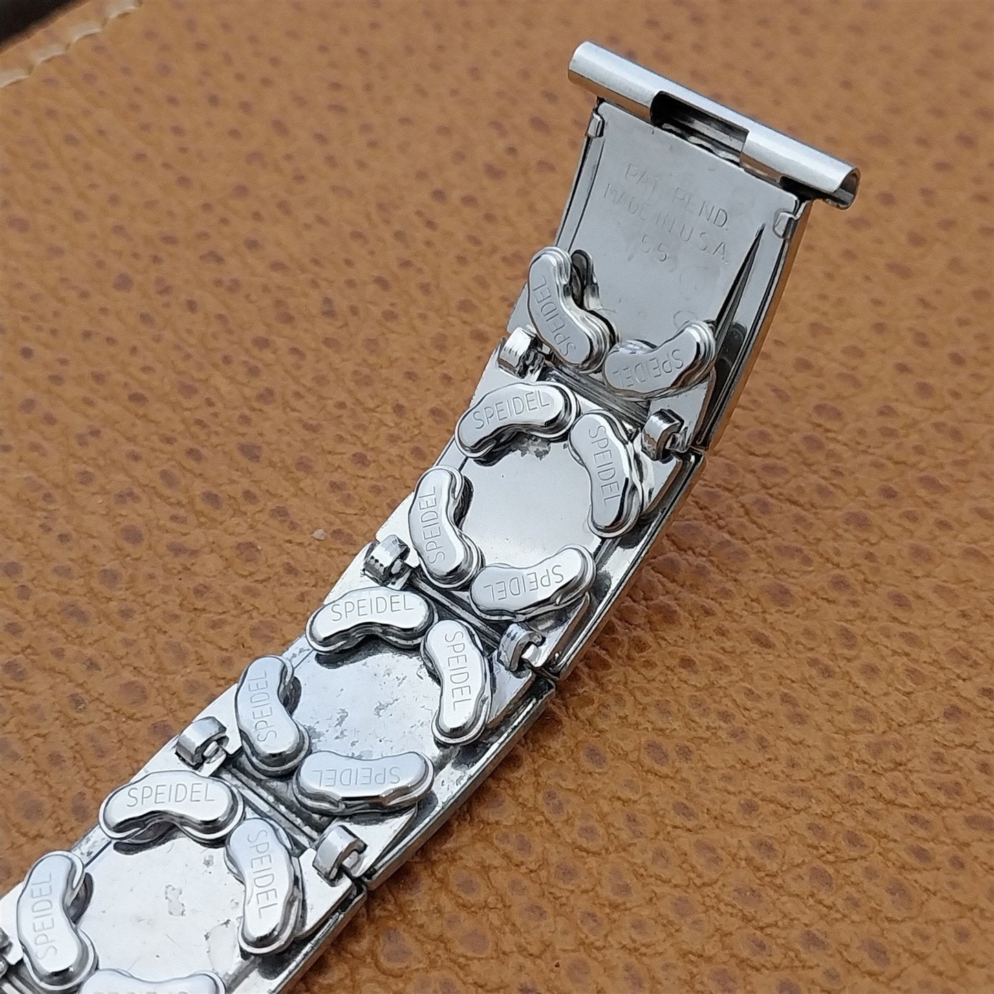 1955 10k White Gold-Filled Speidel In The Groove 6" Vintage Watch Band