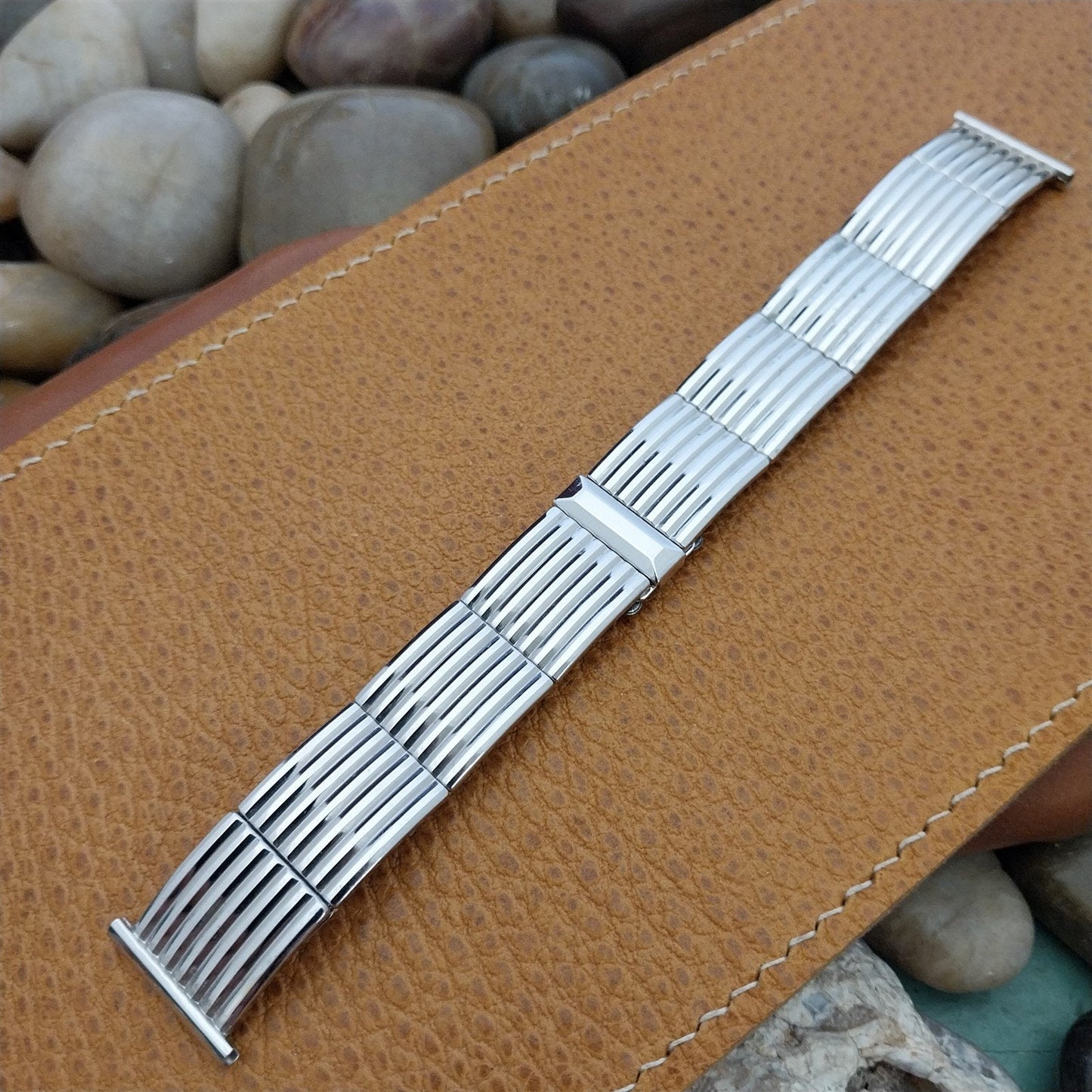 1955 10k White Gold-Filled Speidel In The Groove 6" Vintage Watch Band