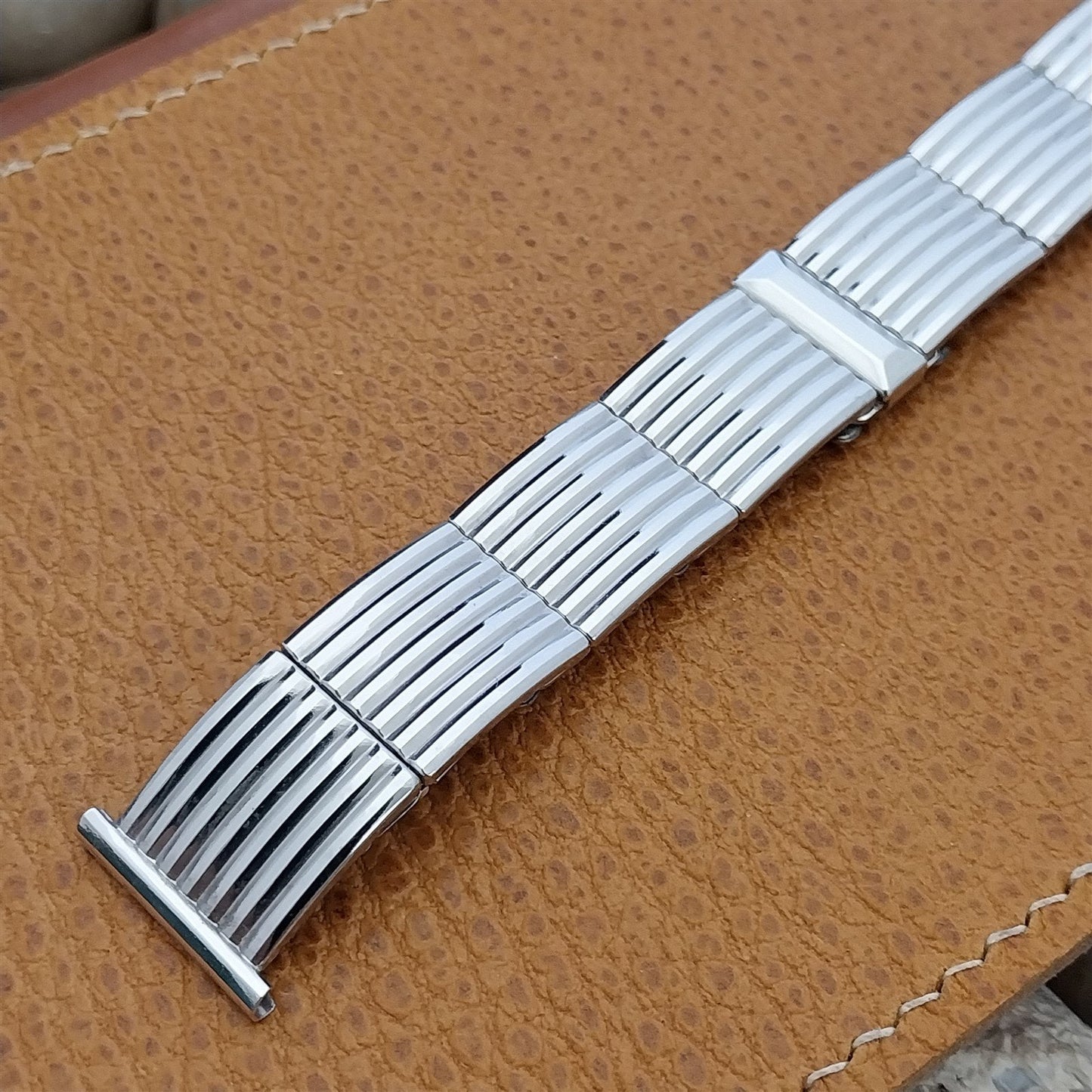 1955 10k White Gold-Filled Speidel In The Groove 6" Vintage Watch Band