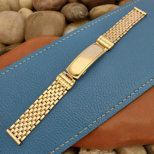 13mm 10K Gold-Filled Brick Link Kestenmade USA 1940s Vintage Watch Band