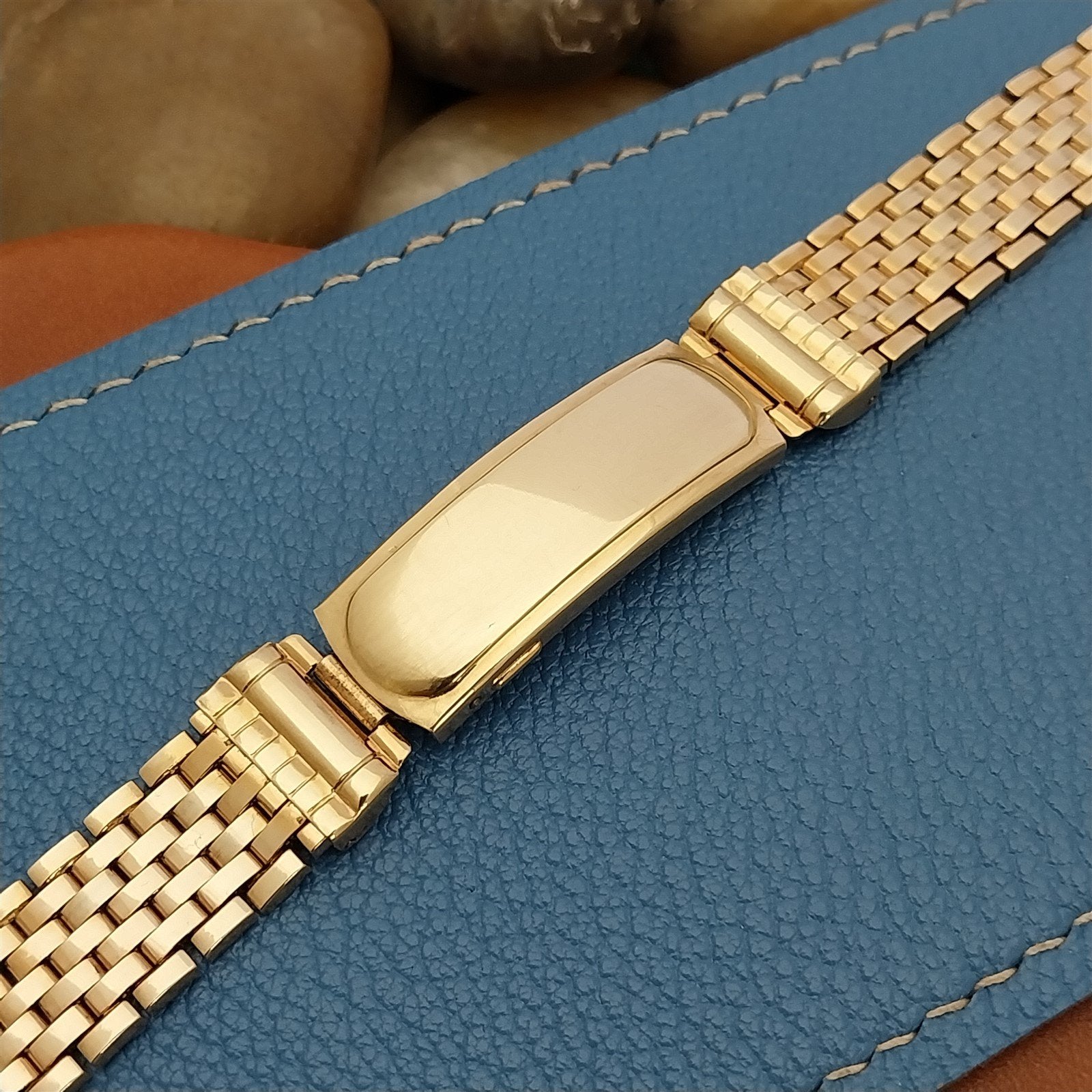 13mm 10K Gold-Filled Brick Link Kestenmade USA 1940s Vintage Watch Band