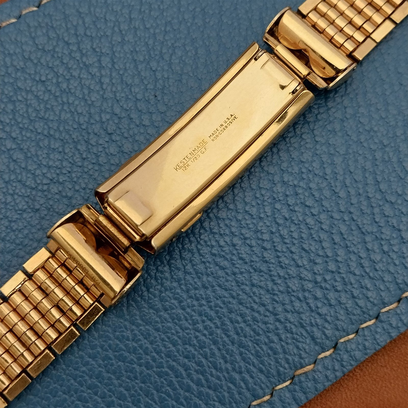 13mm 10K Gold-Filled Brick Link Kestenmade USA 1940s Vintage Watch Band