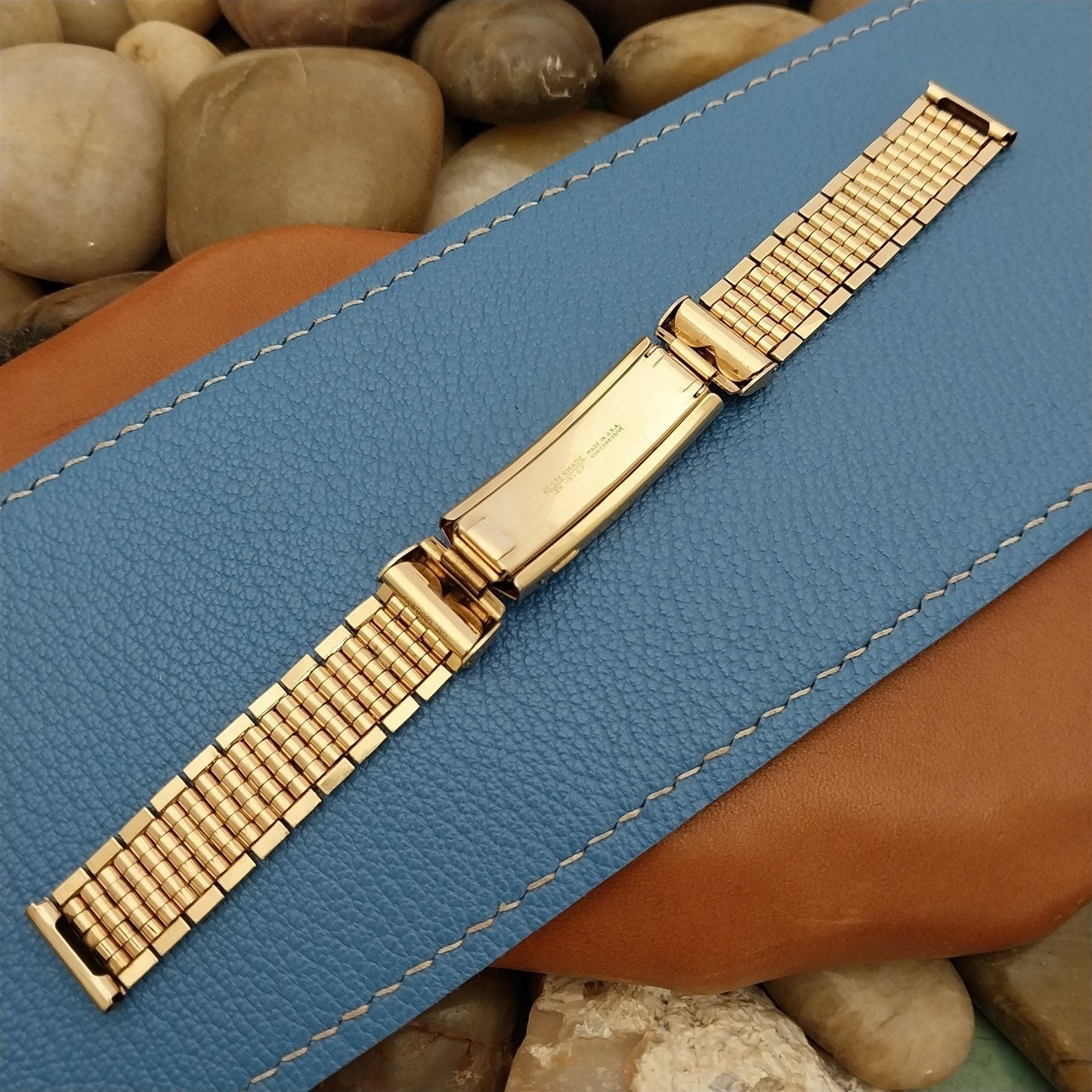 13mm 10K Gold-Filled Brick Link Kestenmade USA 1940s Vintage Watch Band