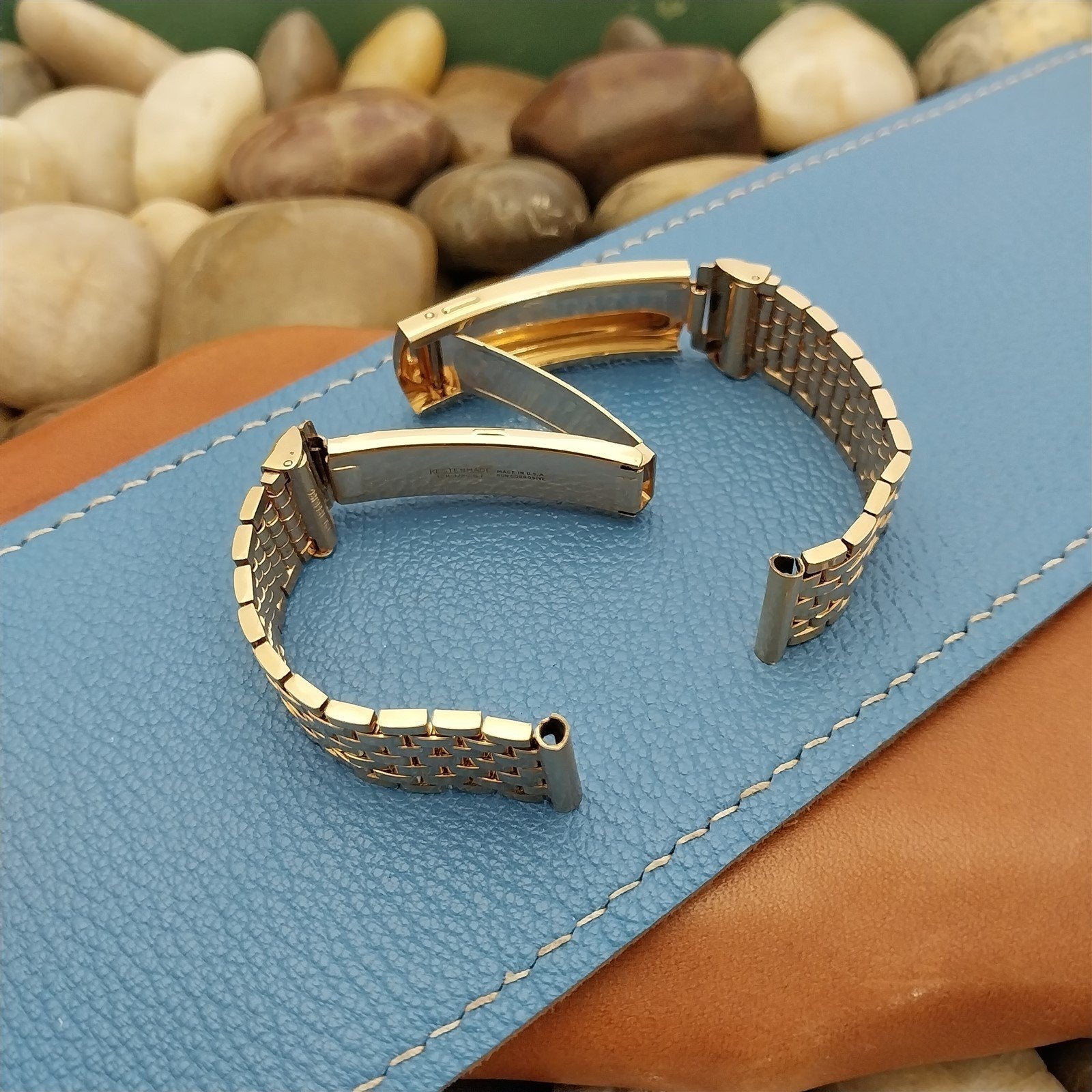 13mm 10K Gold-Filled Brick Link Kestenmade USA 1940s Vintage Watch Band