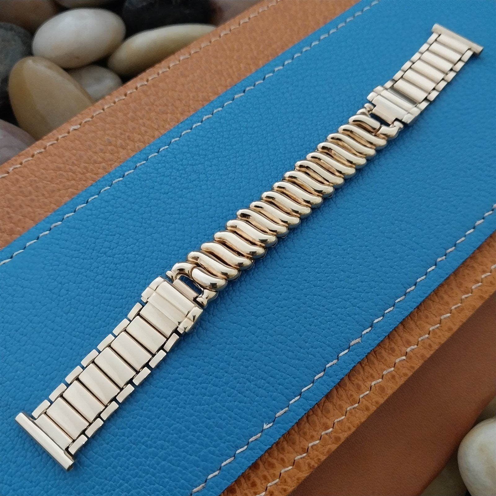 5/8" 1940s Gold-Filled Brick Link Expansion Kestenmade nos Vintage Watch Band