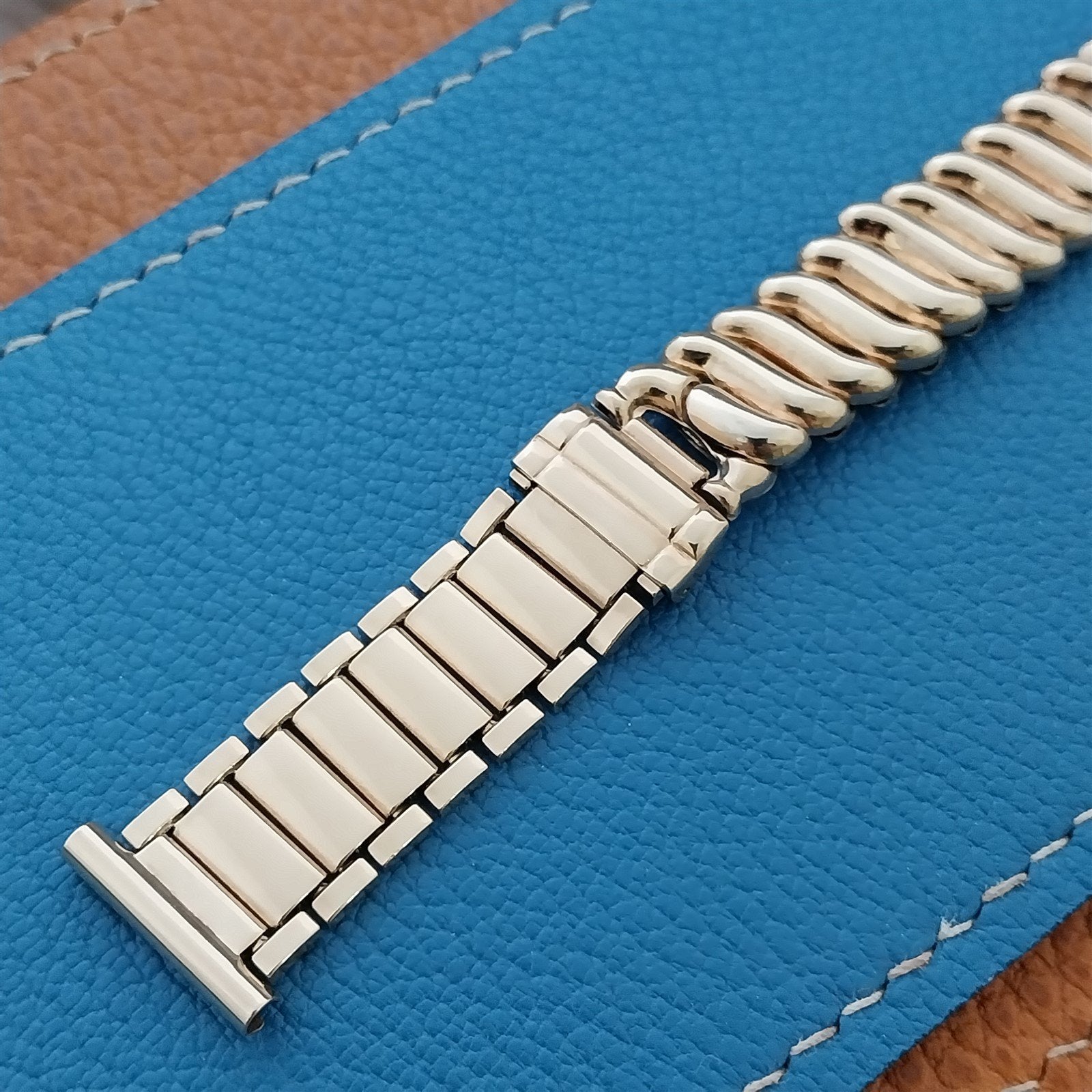 5/8" 1940s Gold-Filled Brick Link Expansion Kestenmade nos Vintage Watch Band