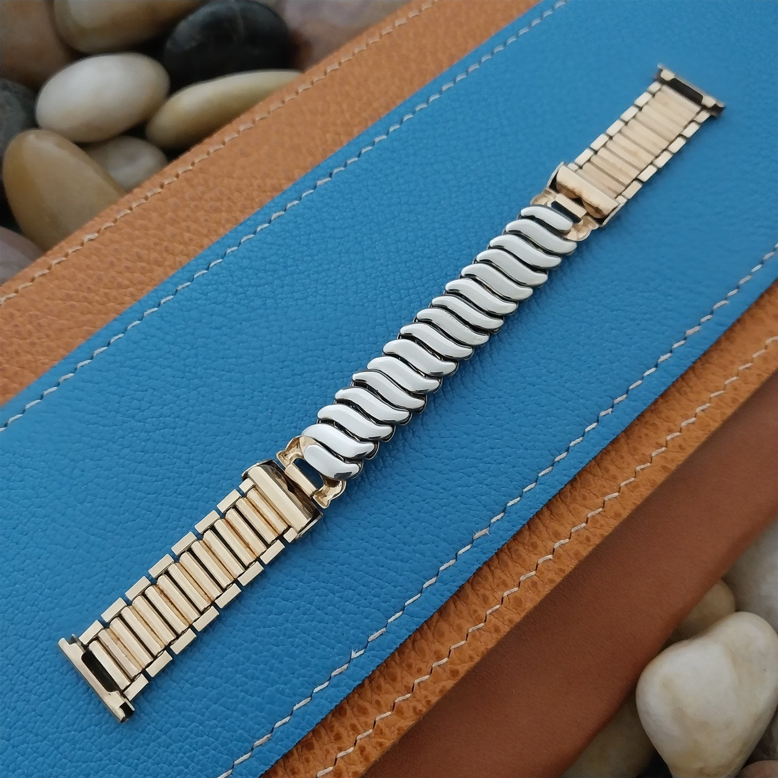 5/8" 1940s Gold-Filled Brick Link Expansion Kestenmade nos Vintage Watch Band