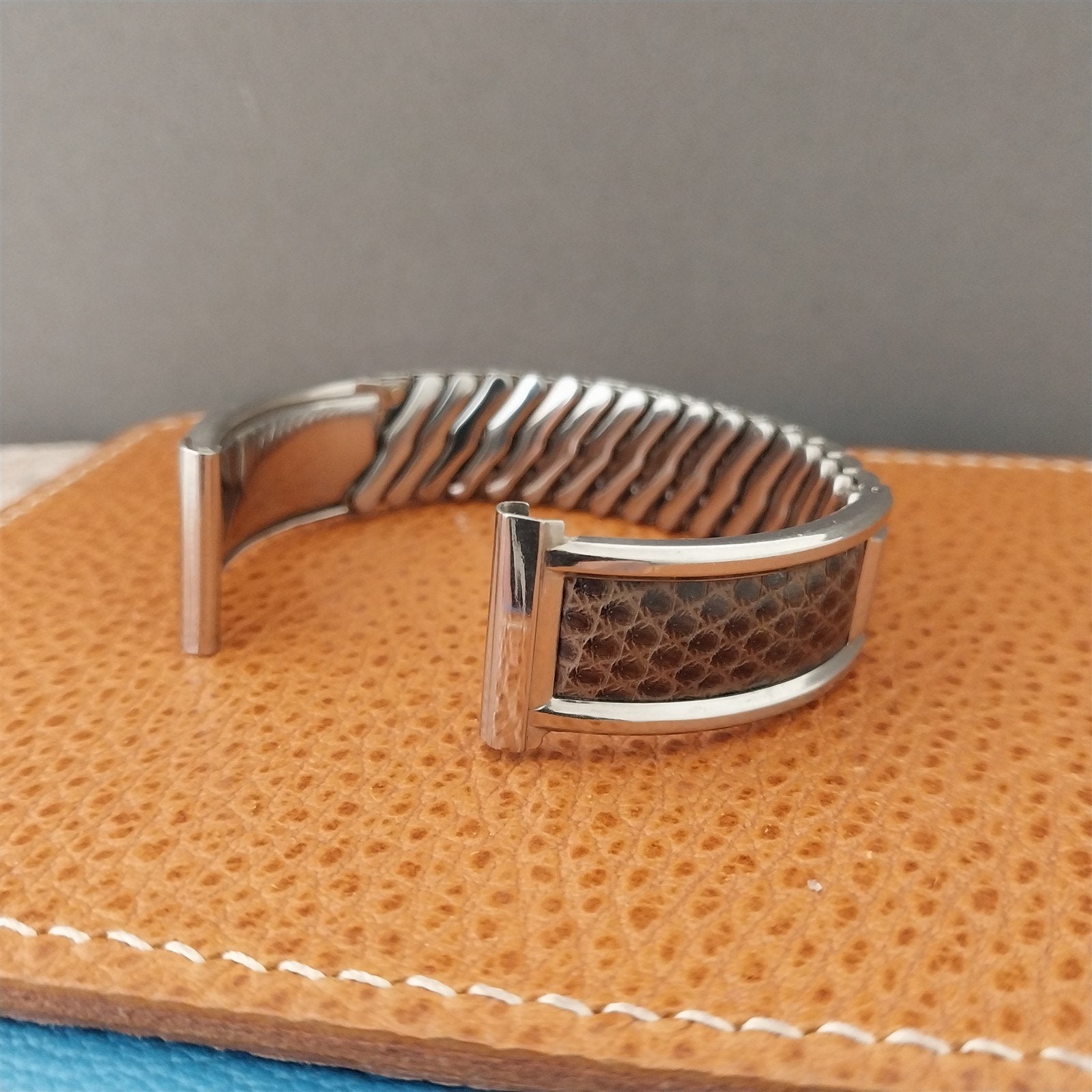 16mm 18mm 19mm Bretton Stainless Steel & Lizard 1940s Unused Vintage Watch Band
