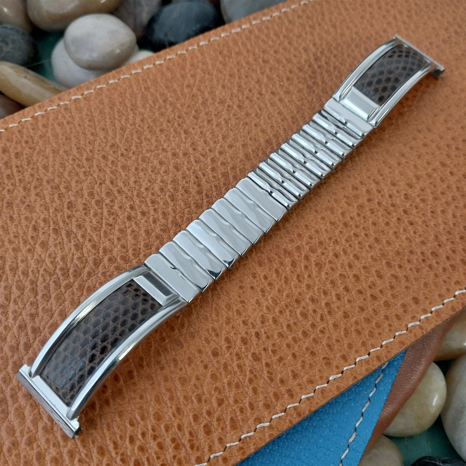 16mm 18mm 19mm Bretton Stainless Steel & Lizard 1940s Unused Vintage Watch Band