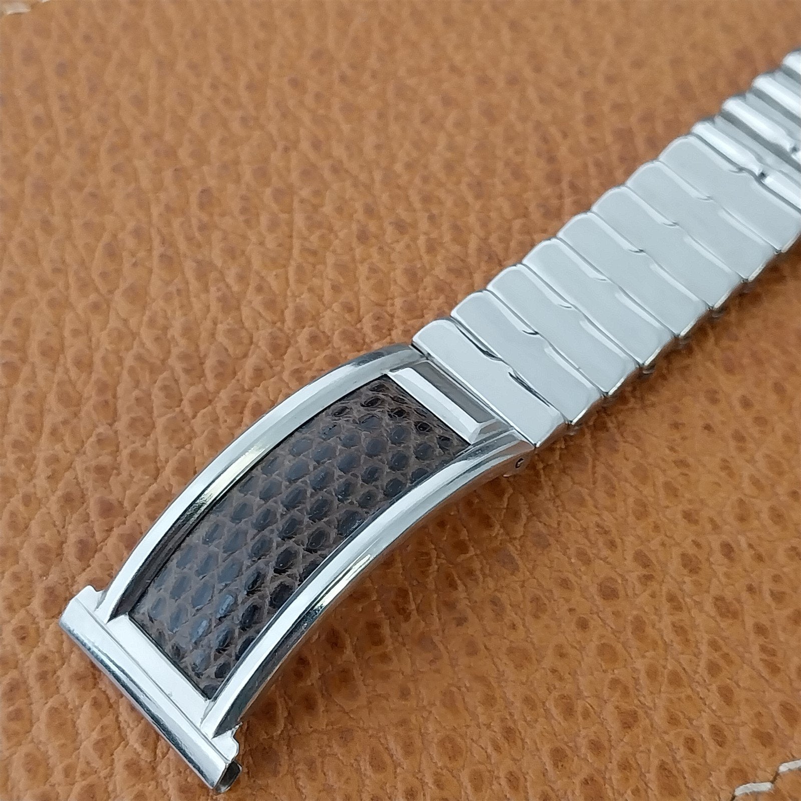 16mm 18mm 19mm Bretton Stainless Steel & Lizard 1940s Unused Vintage Watch Band