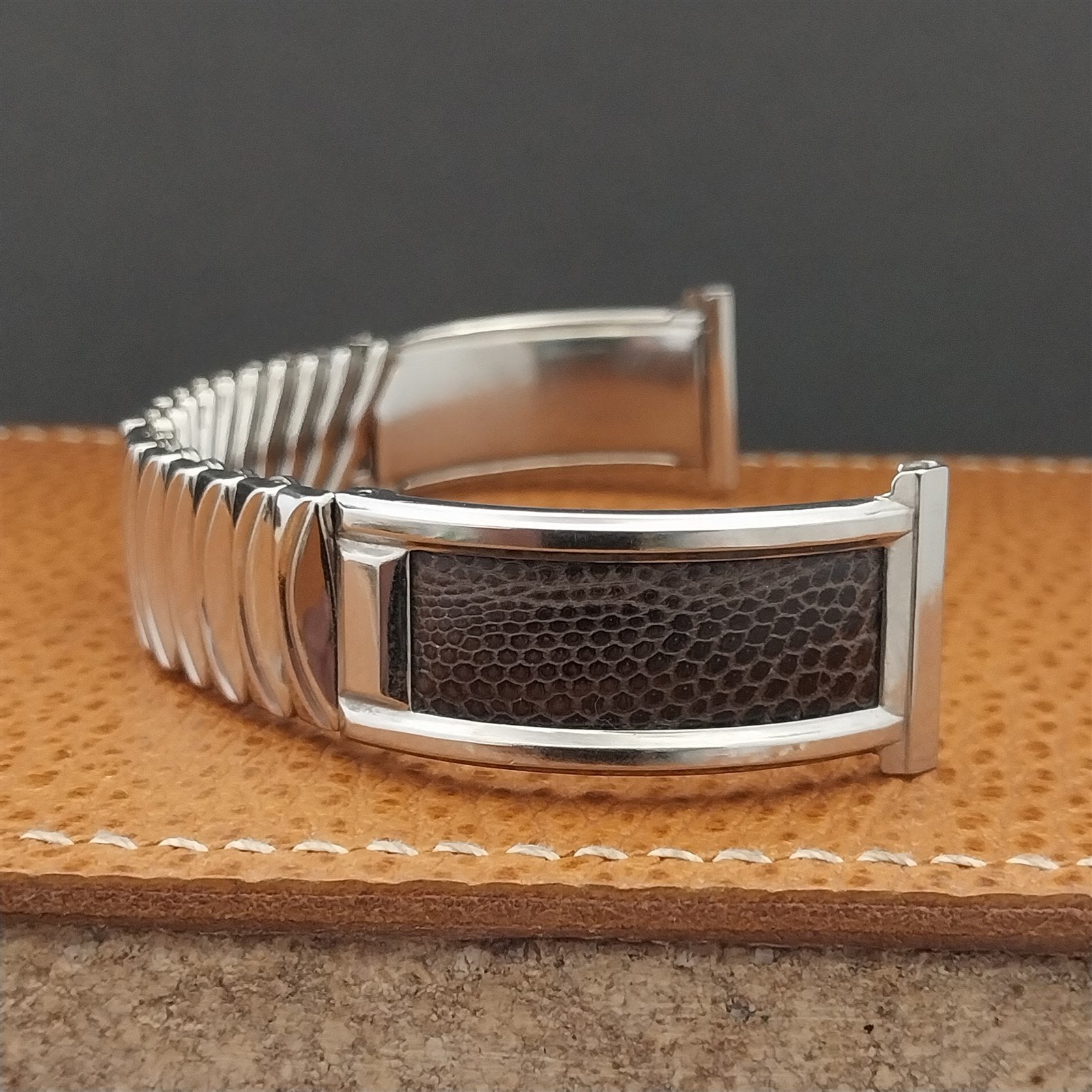 Bretton Stainless Steel & Lizard 1940s nos 19mm 18mm 16mm Vintage Watch Band