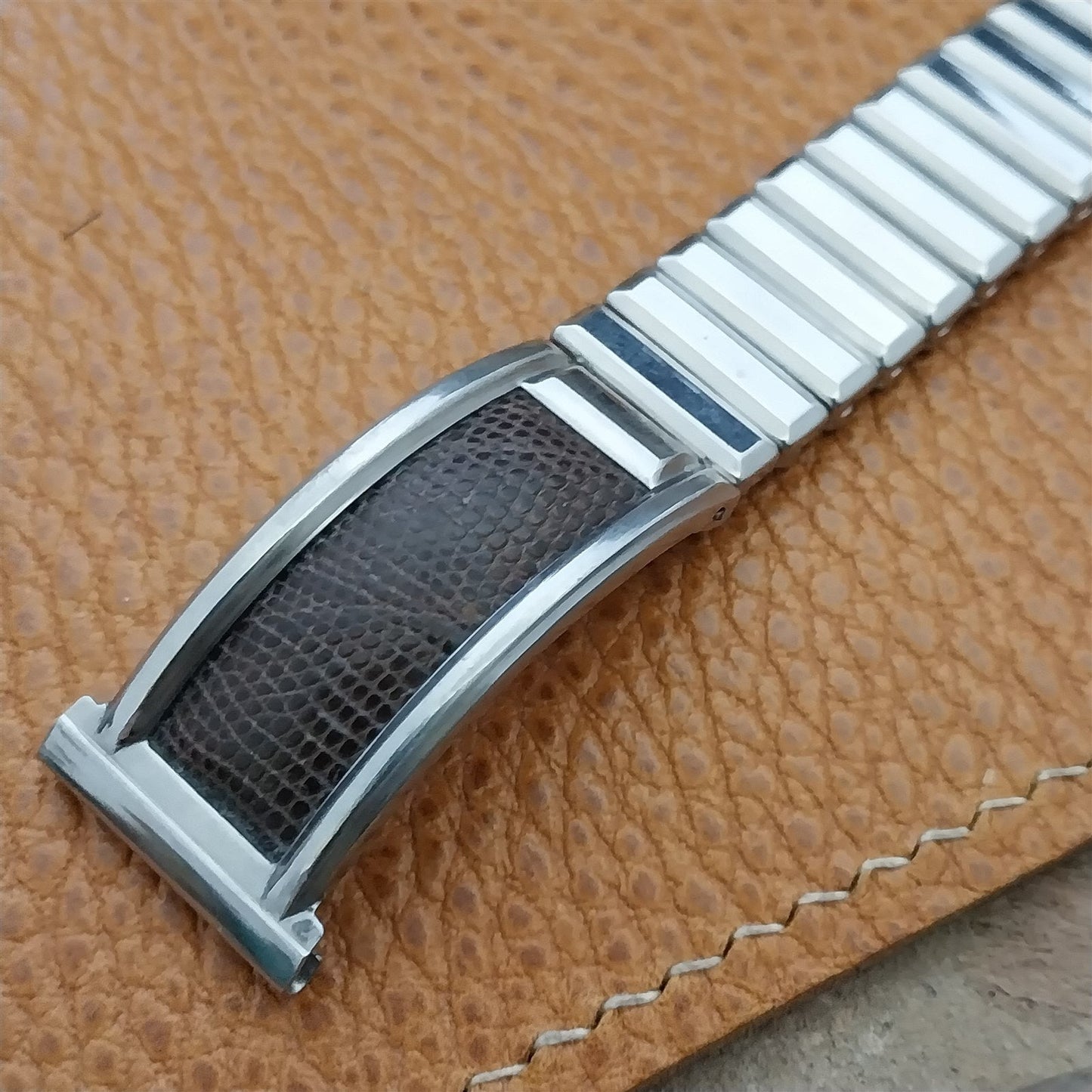 Vintage Bretton 16mm 18mm 19mm Stainless Steel & Lizard 1940s Unused Watch Band