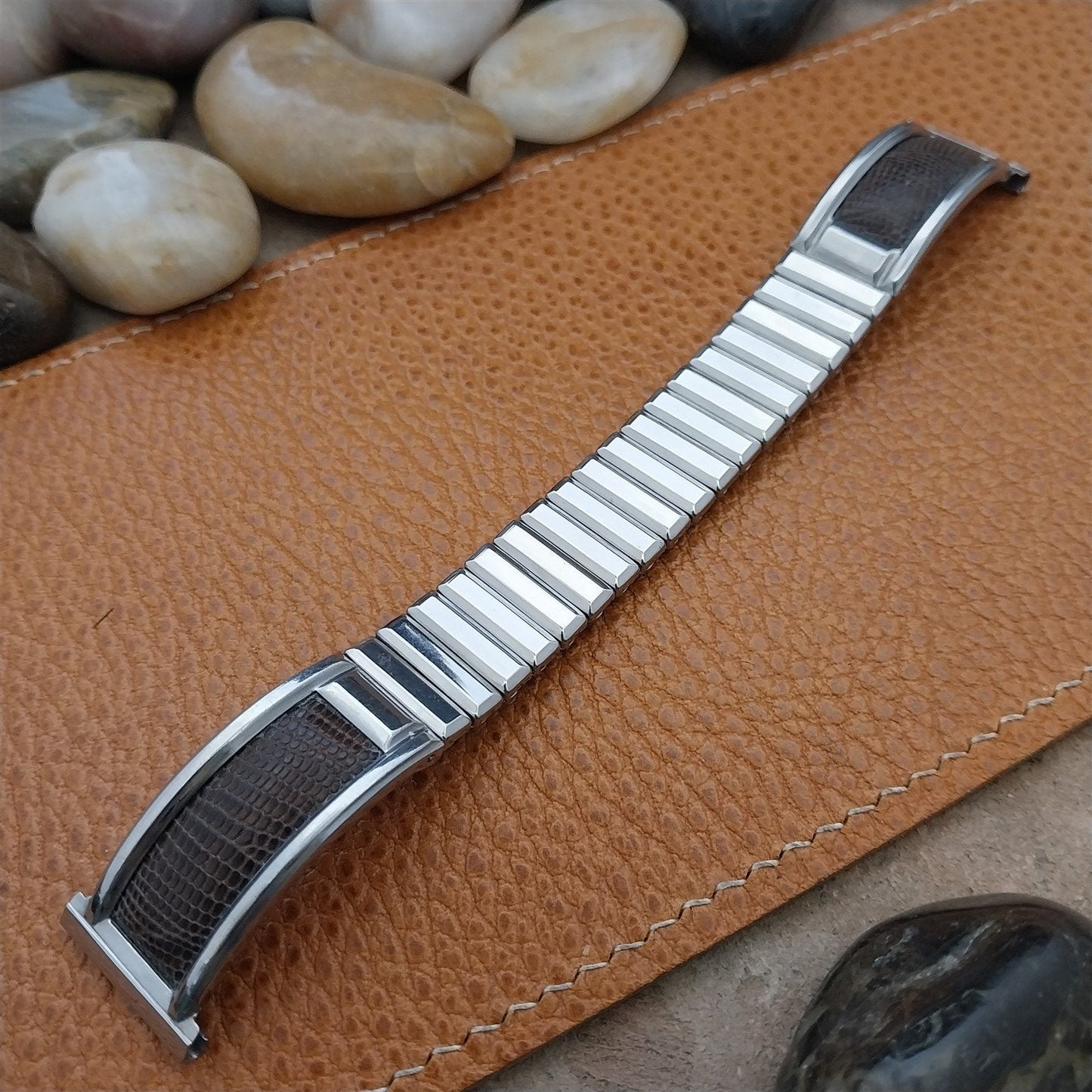 Vintage Bretton 16mm 18mm 19mm Stainless Steel & Lizard 1940s Unused Watch Band