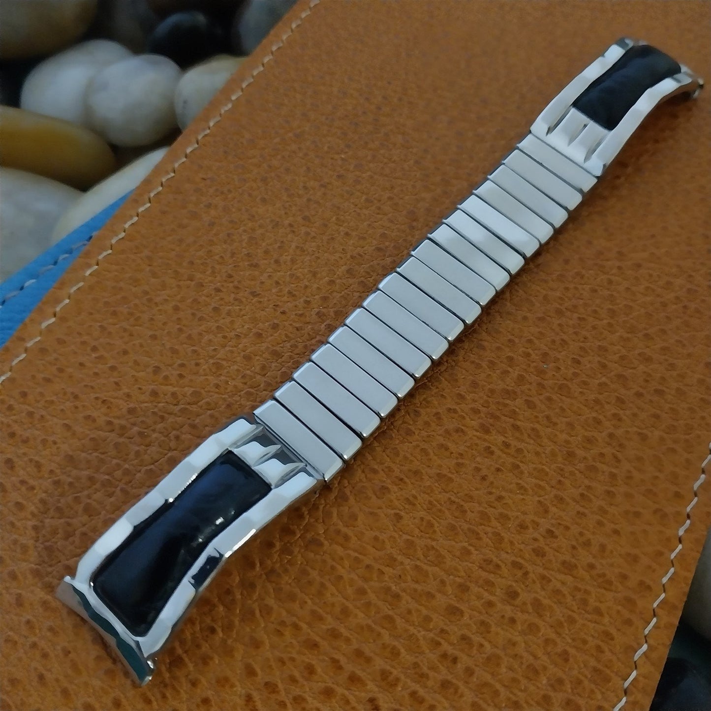 Vintage Stainless Steel & Alligator Grain 17.2mm Eton Unused 1950s Watch Band