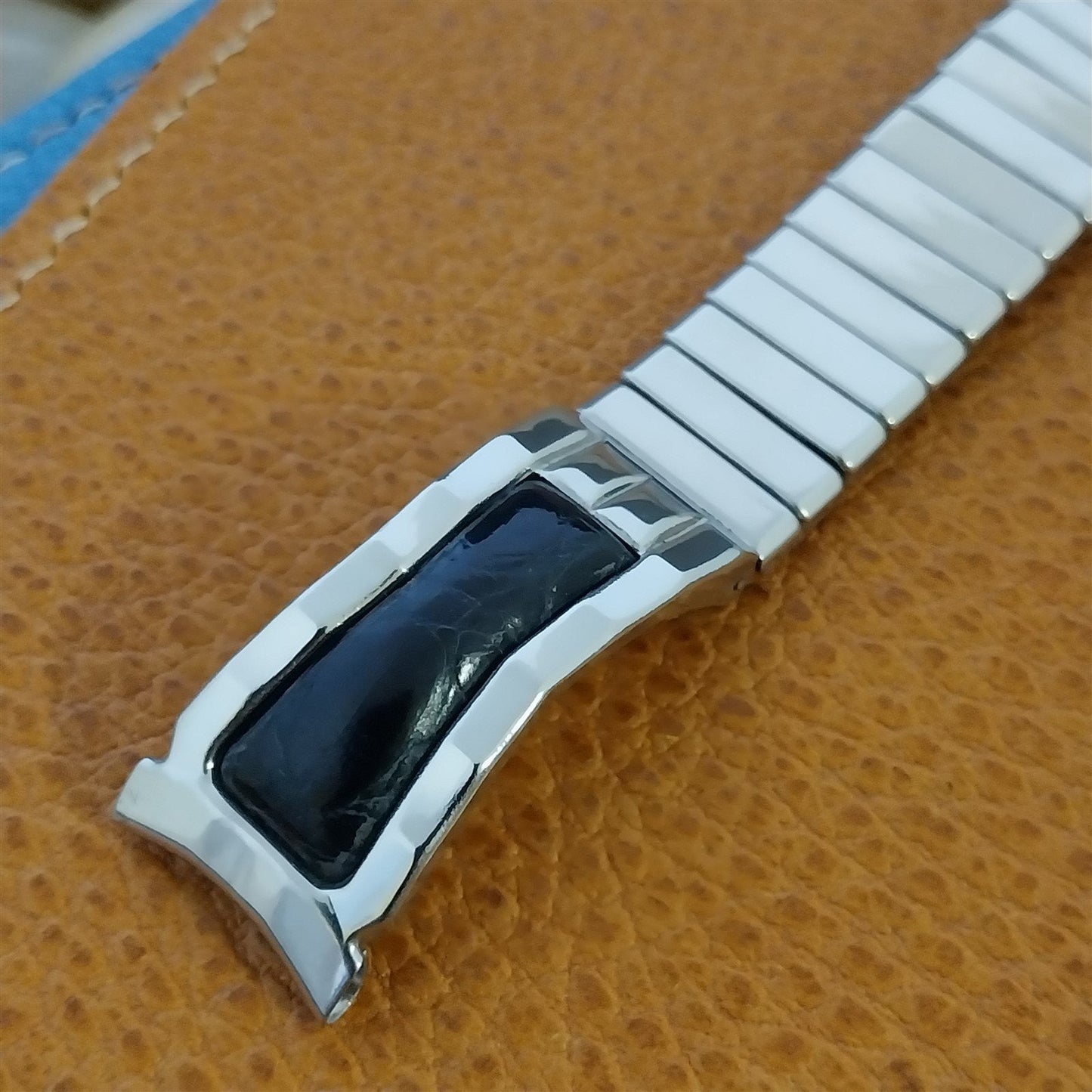 Vintage Stainless Steel & Alligator Grain 17.2mm Eton Unused 1950s Watch Band