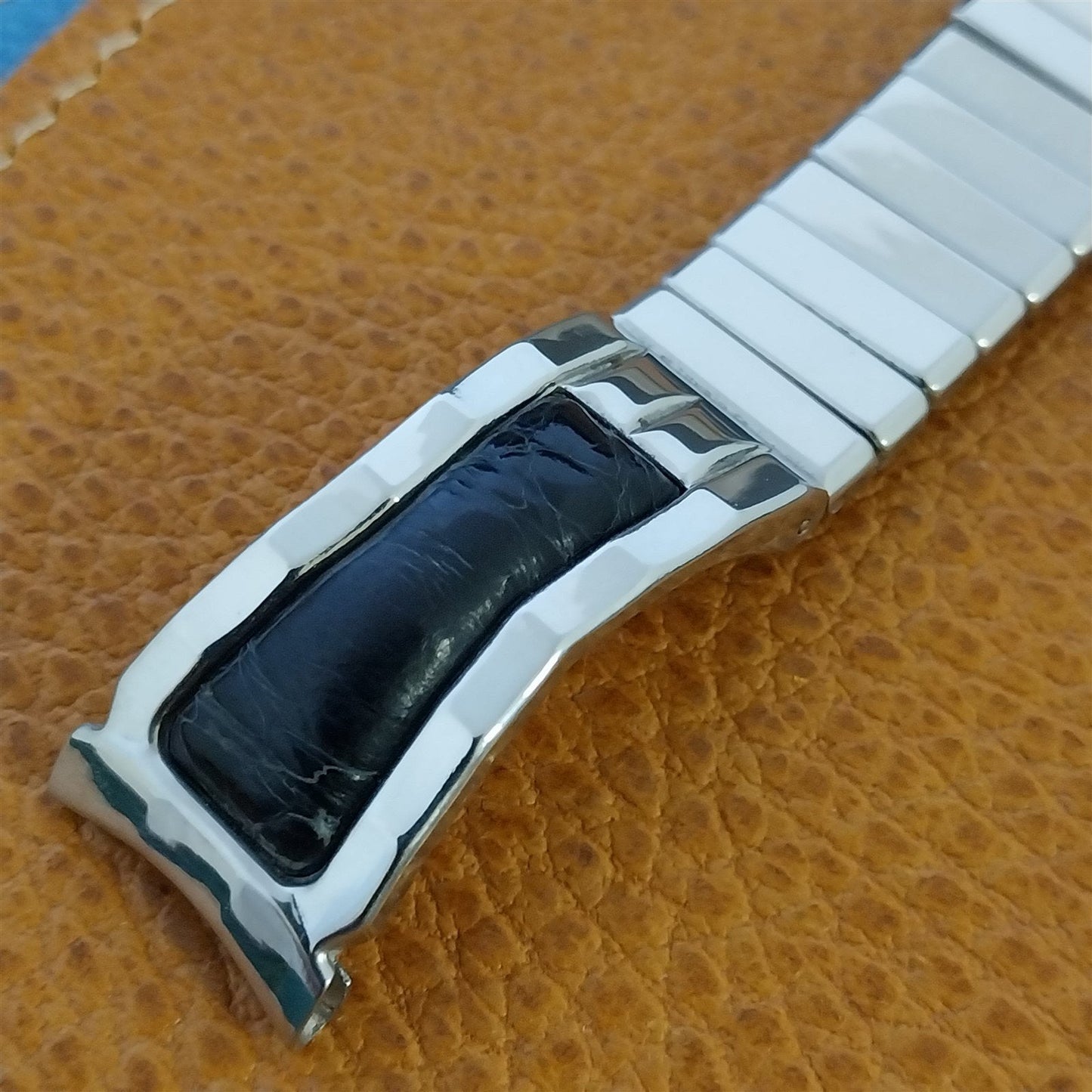 Vintage Stainless Steel & Alligator Grain 17.2mm Eton Unused 1950s Watch Band