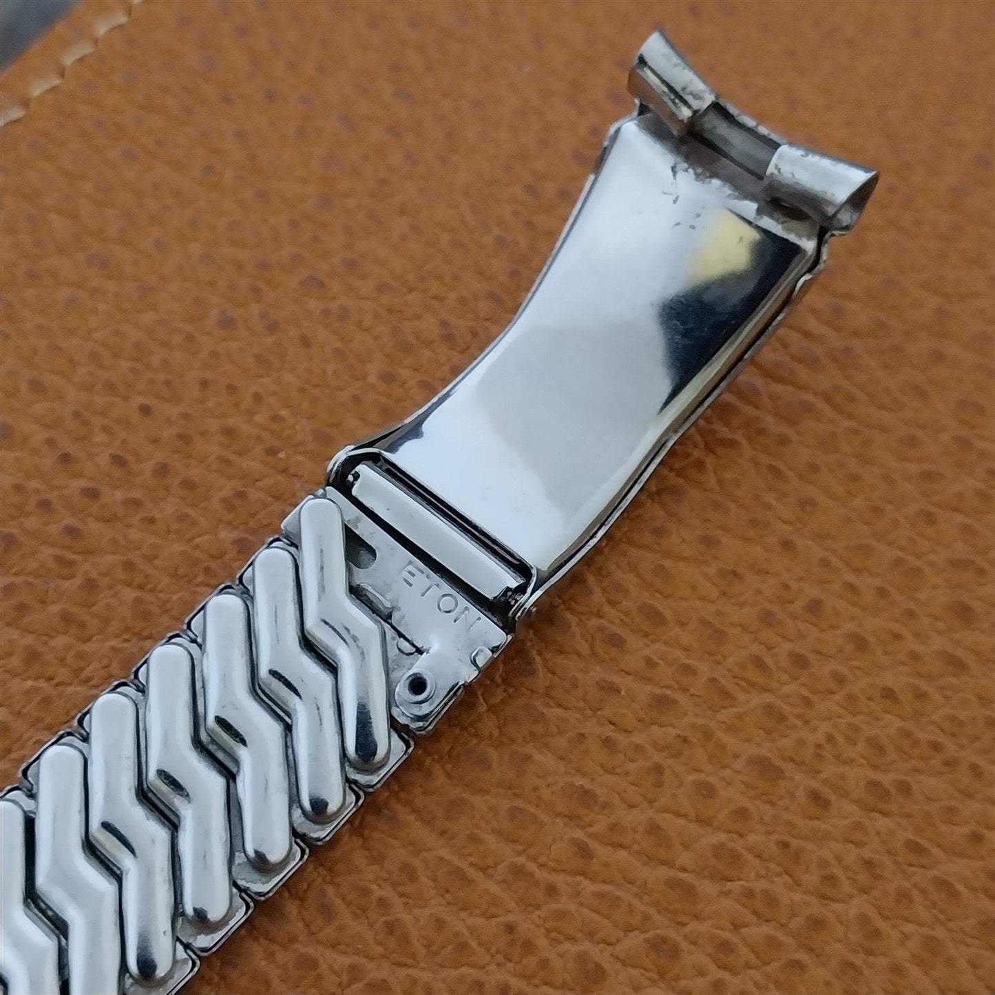 Vintage Stainless Steel & Alligator Grain 17.2mm Eton Unused 1950s Watch Band