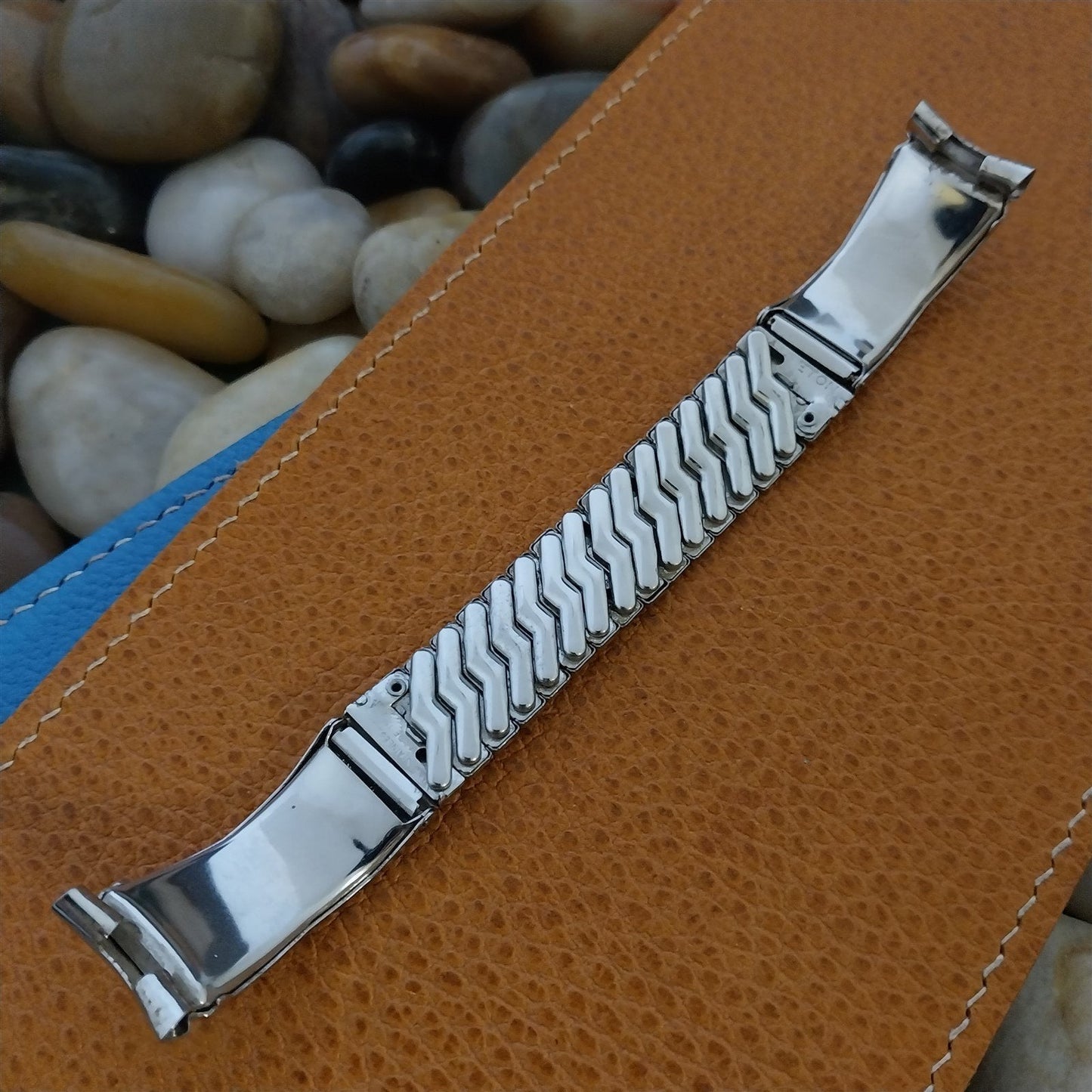 Vintage Stainless Steel & Alligator Grain 17.2mm Eton Unused 1950s Watch Band