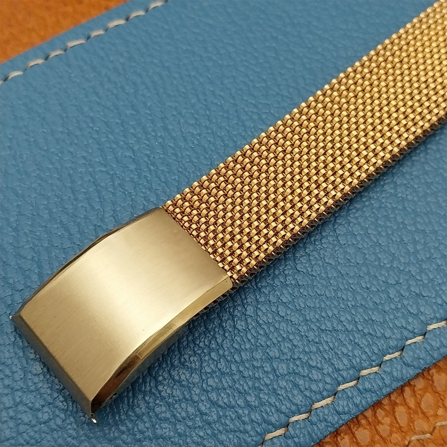 Vintage 18mm 19mm 14k Gold HGE Expansion Mesh Evinger USA Unused Watch Band