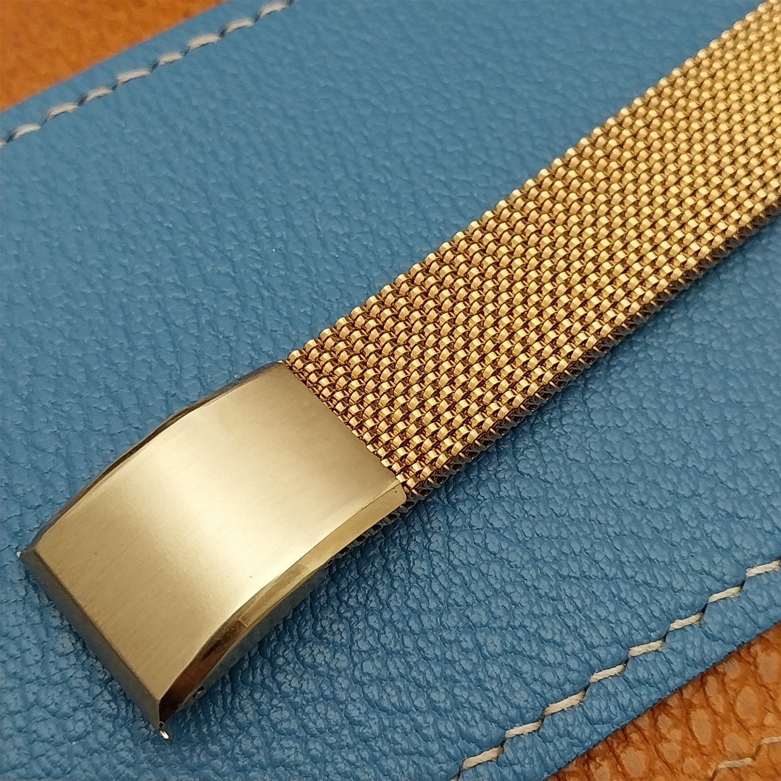 Vintage 18mm 19mm 14k Gold HGE Expansion Mesh Evinger USA Unused Watch Band