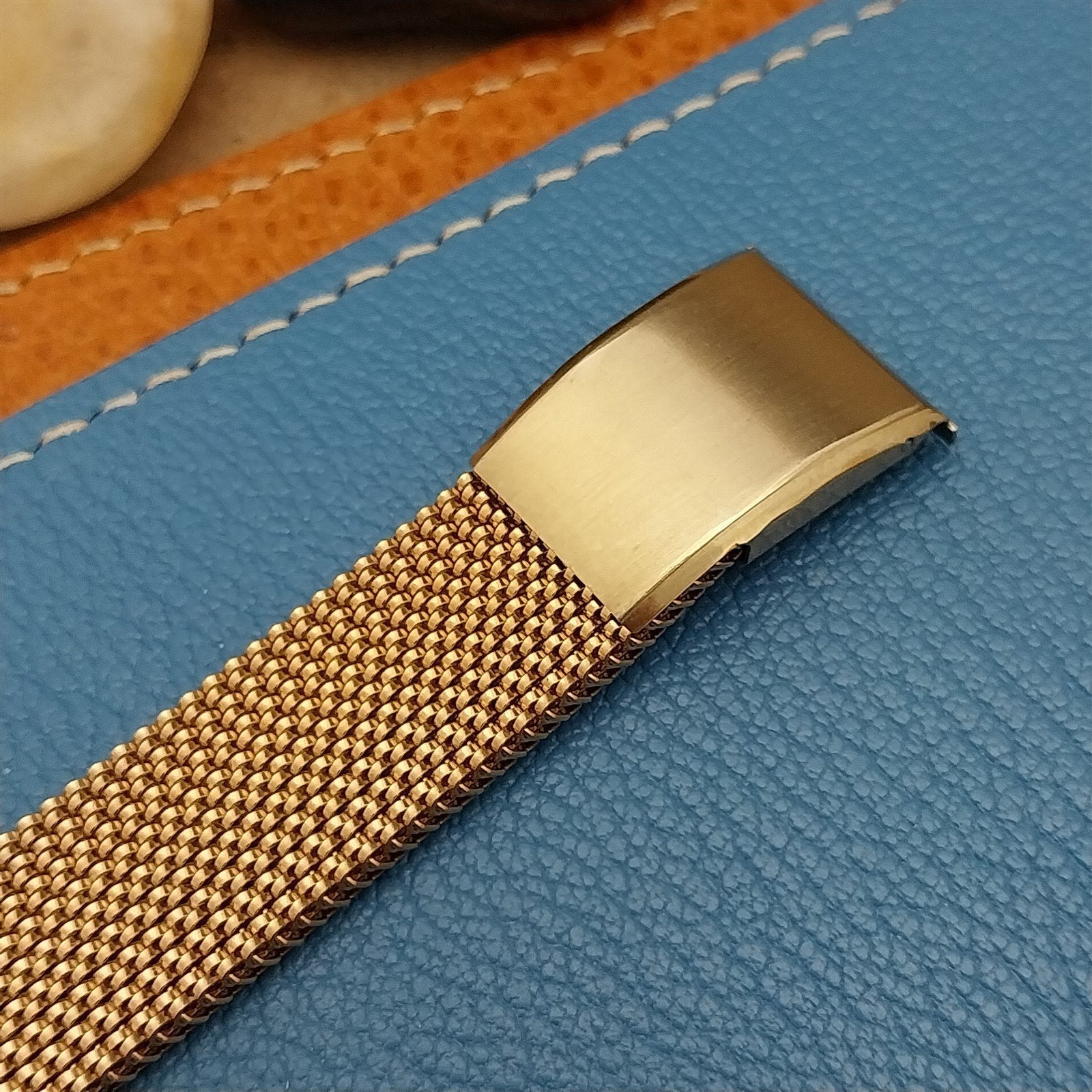 Vintage 18mm 19mm 14k Gold HGE Expansion Mesh Evinger USA Unused Watch Band