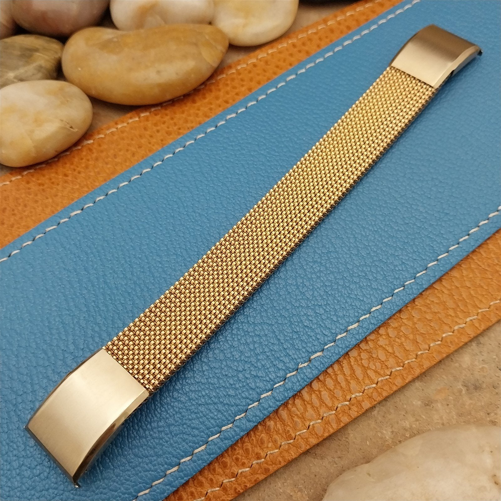 Vintage 18mm 19mm 14k Gold HGE Expansion Mesh Evinger USA Unused Watch Band