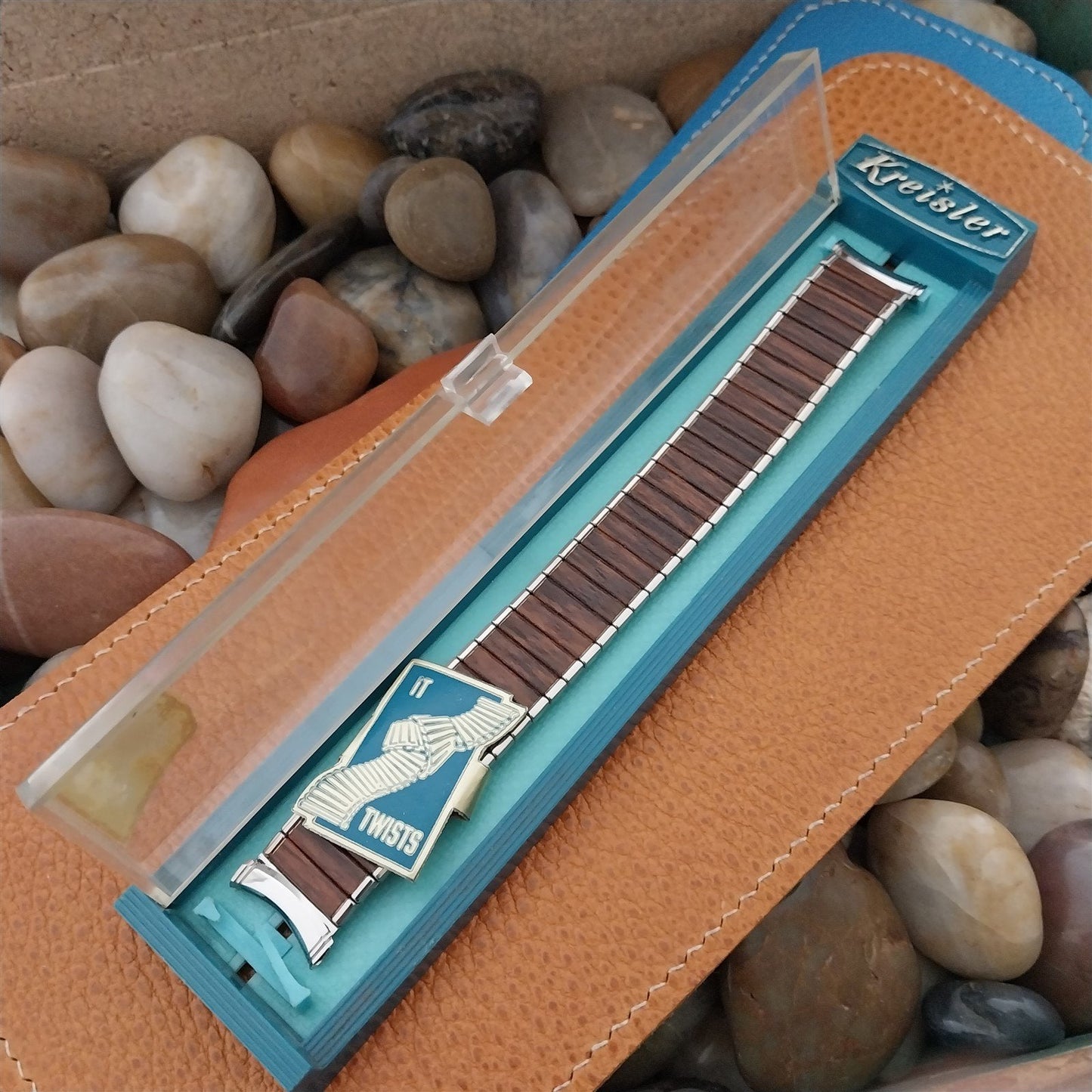 18mm 19mm Kreisler Ponderosa Woodgrain & Stainless nos Unused Vintage Watch Band