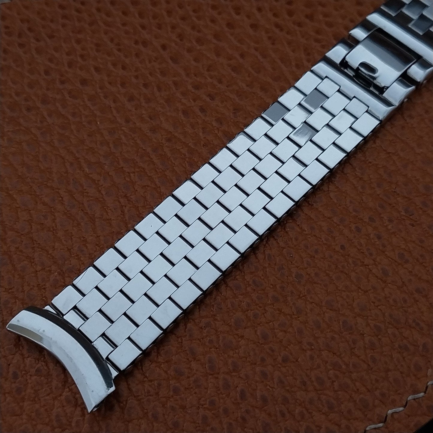 1950s 10k White-Filled Brick Link Classic Vintage Watch Band 17mm - 19mm