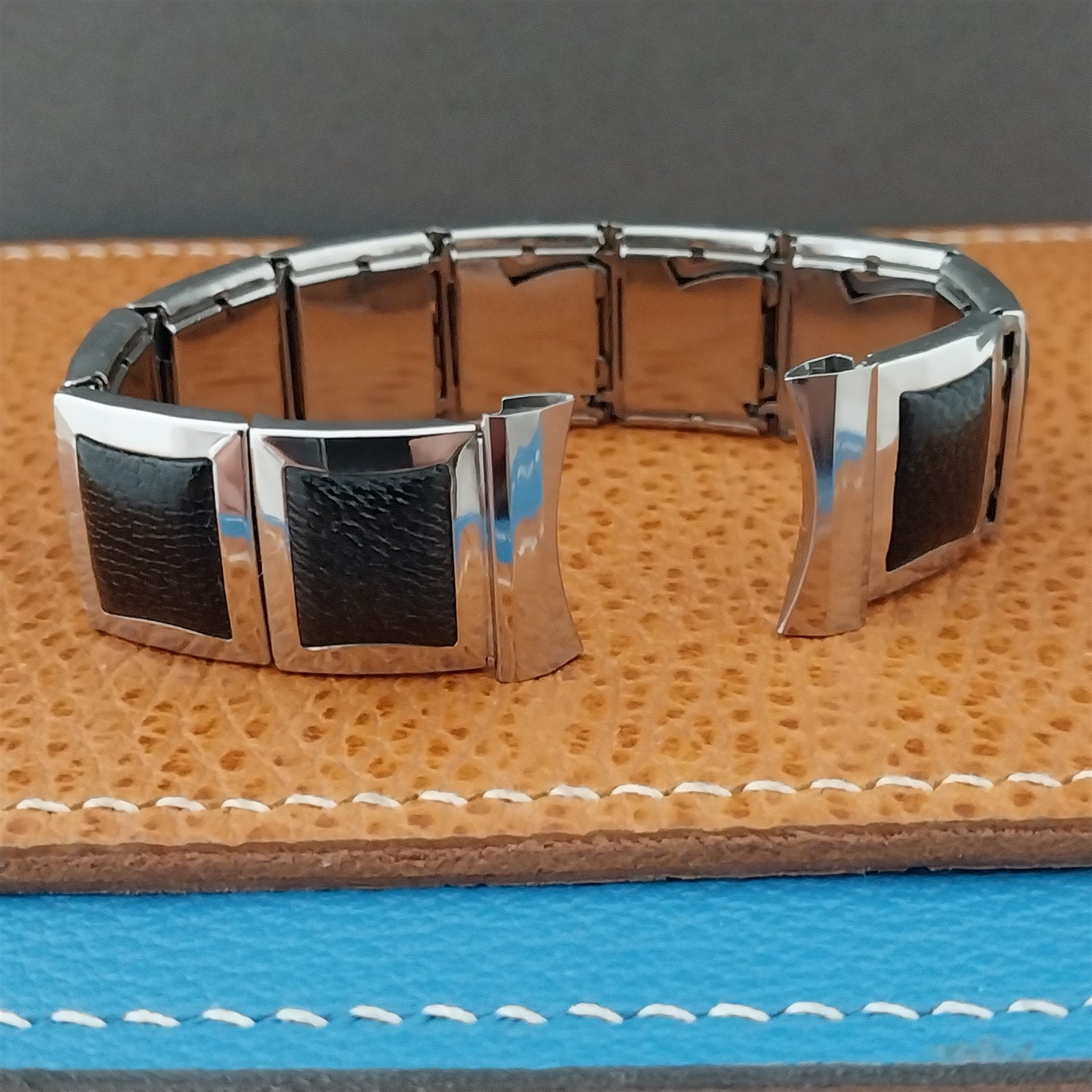 Mark VII USA Stainless Steel & Black 1950s Vintage Watch Band 16mm 18mm 19mm