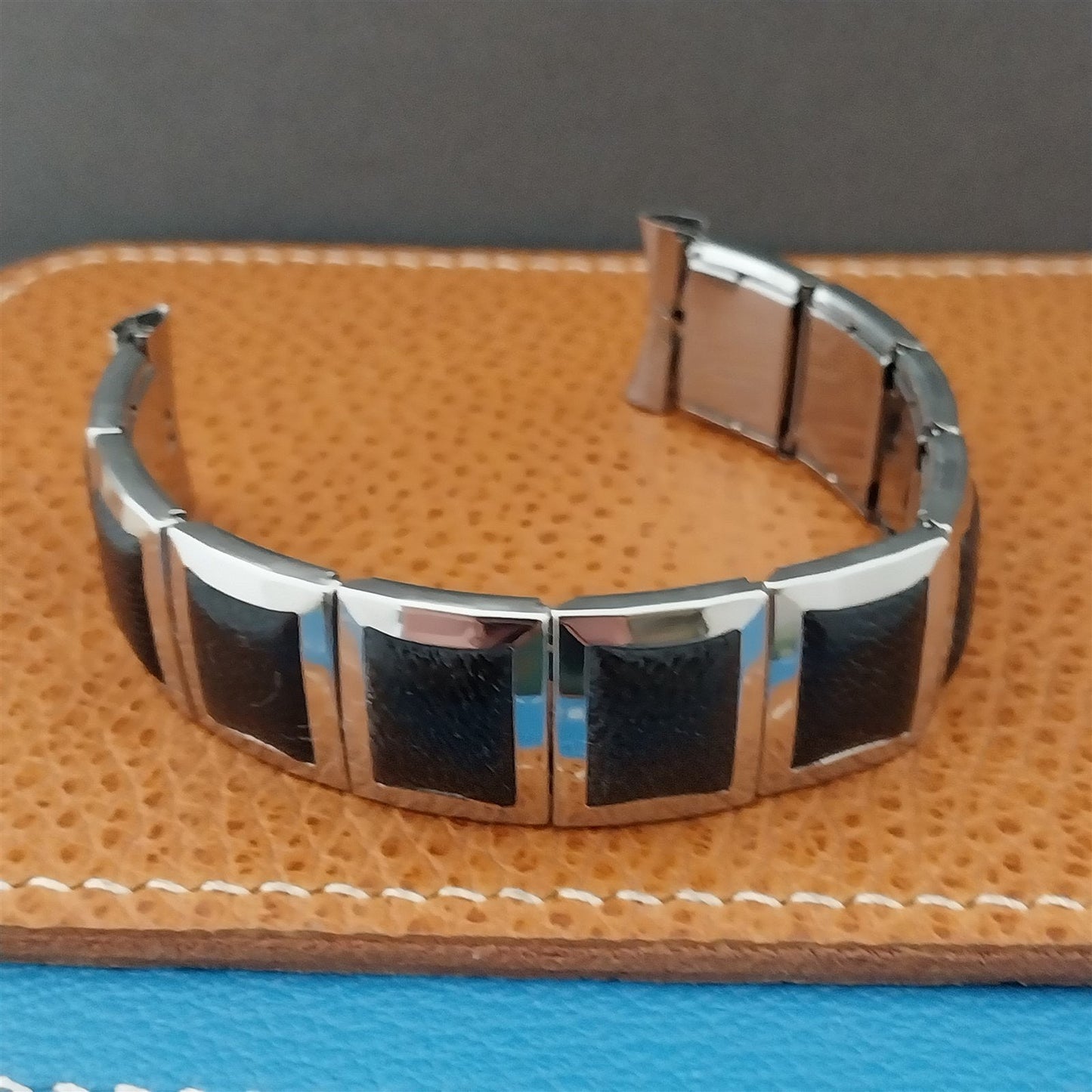 Mark VII USA Stainless Steel & Black 1950s Vintage Watch Band 16mm 18mm 19mm