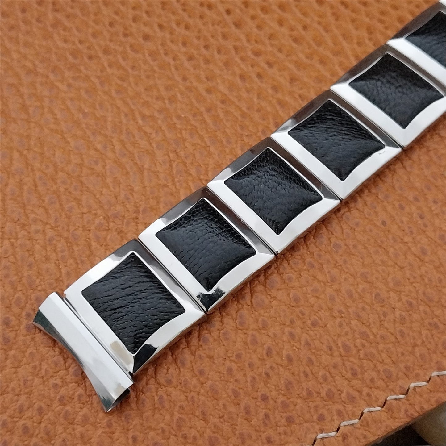 Mark VII USA Stainless Steel & Black 1950s Vintage Watch Band 16mm 18mm 19mm