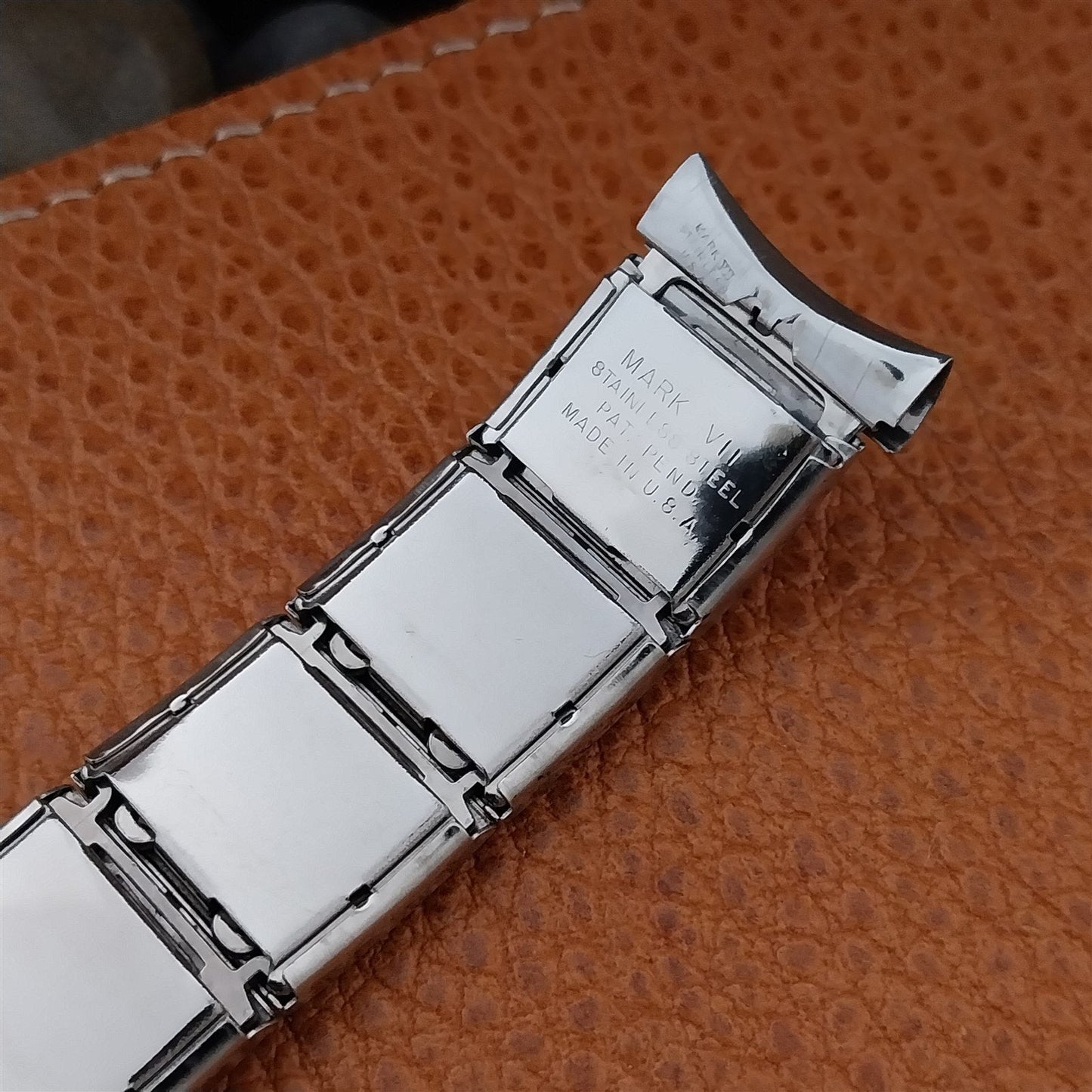 Mark VII USA Stainless Steel & Black 1950s Vintage Watch Band 16mm 18mm 19mm