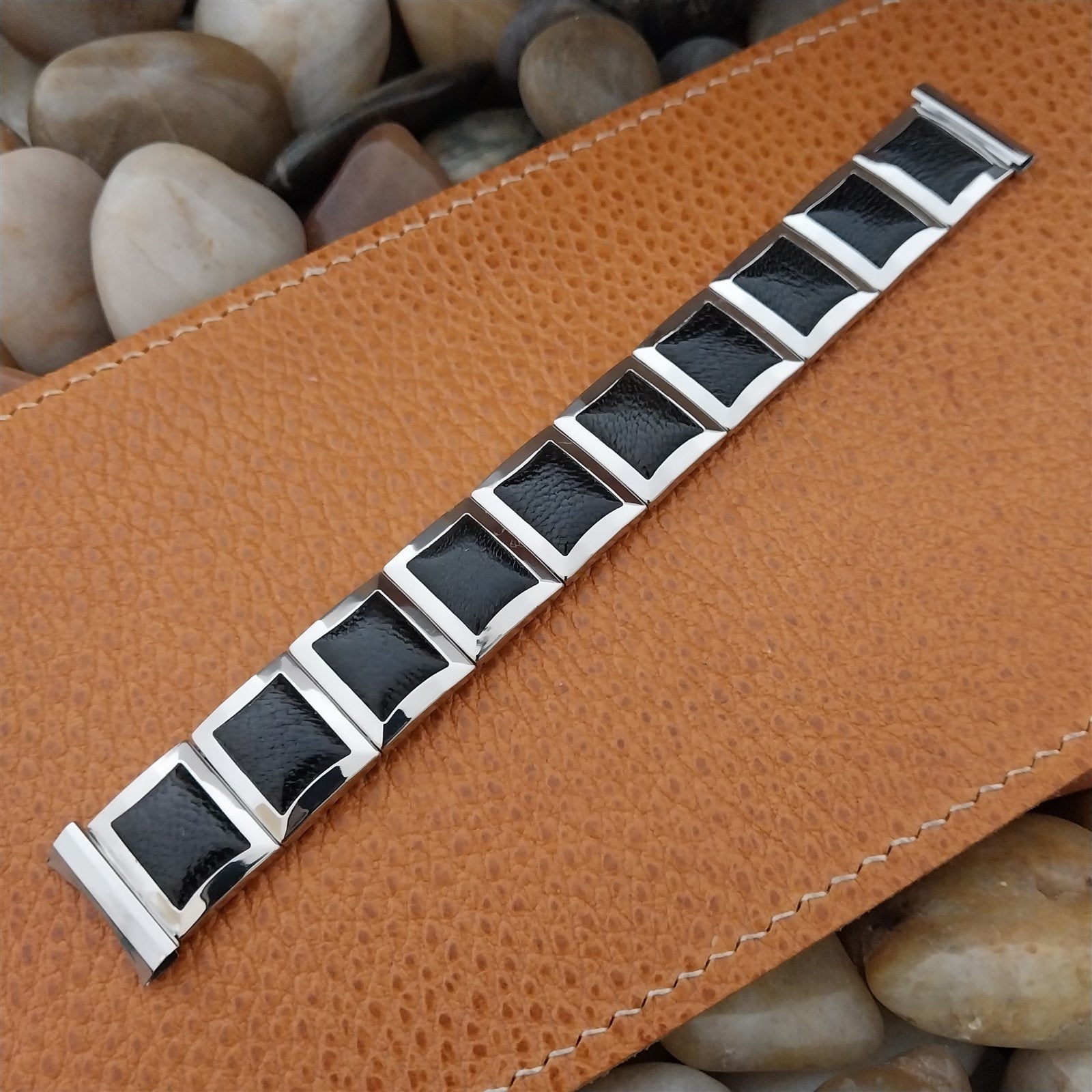 Mark VII USA Stainless Steel & Black 1950s Vintage Watch Band 16mm 18mm 19mm