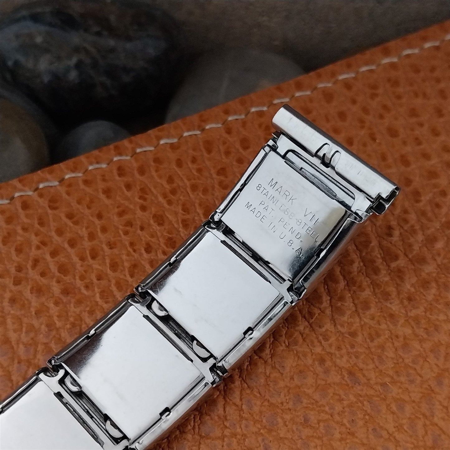 Mark VII USA Stainless Steel & Black 1950s Vintage Watch Band 16mm 18mm 19mm