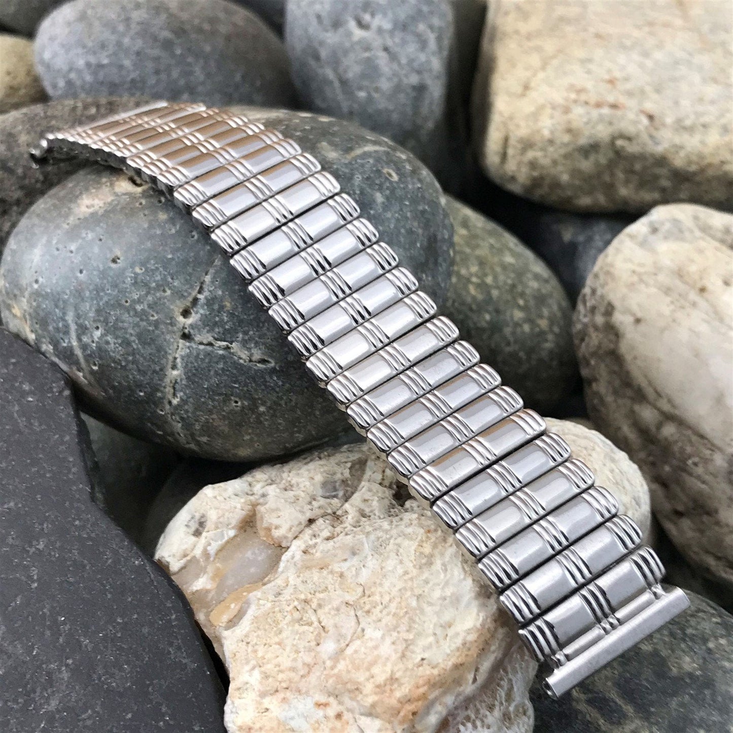 Vintage 1940s Kestenmade Atlas Wide Stainless Steel Short nos Classic Watch Band