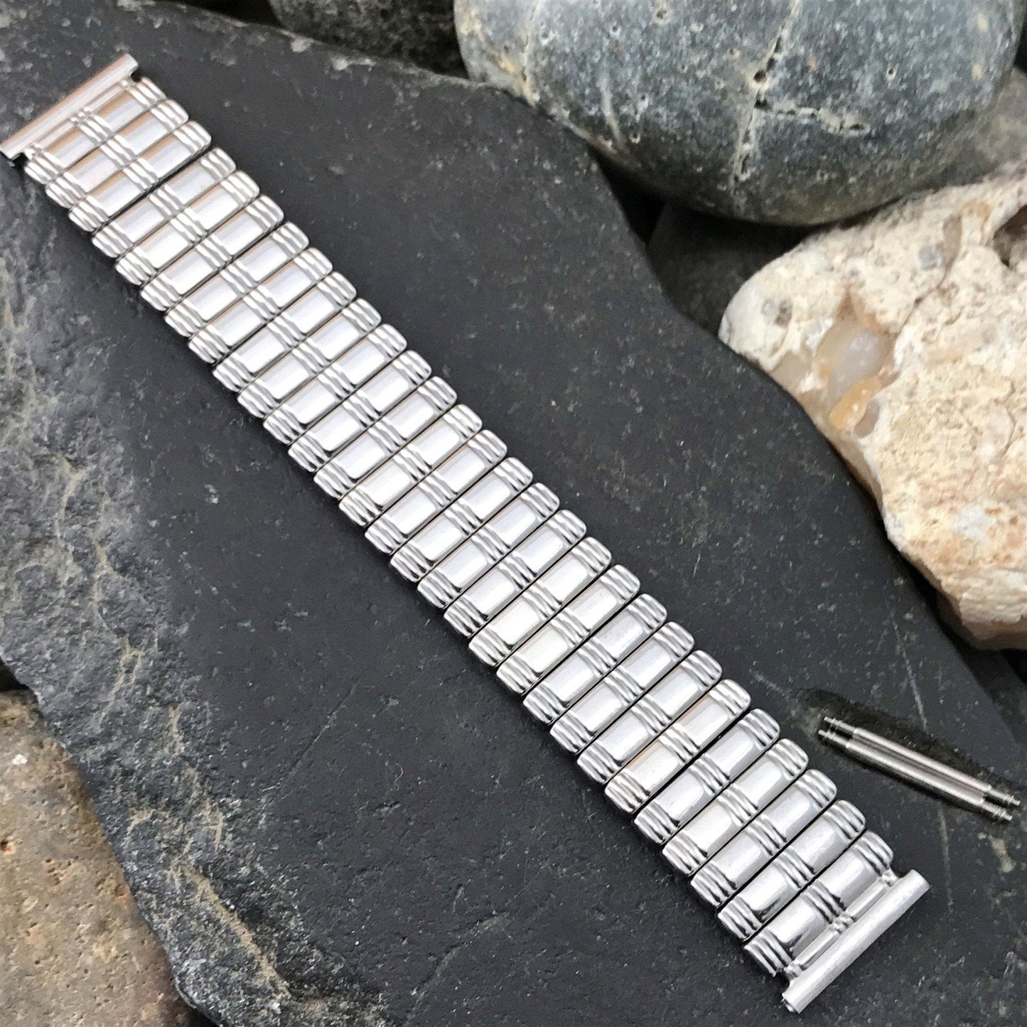 Vintage 1940s Kestenmade Atlas Wide Stainless Steel Short nos Classic Watch Band