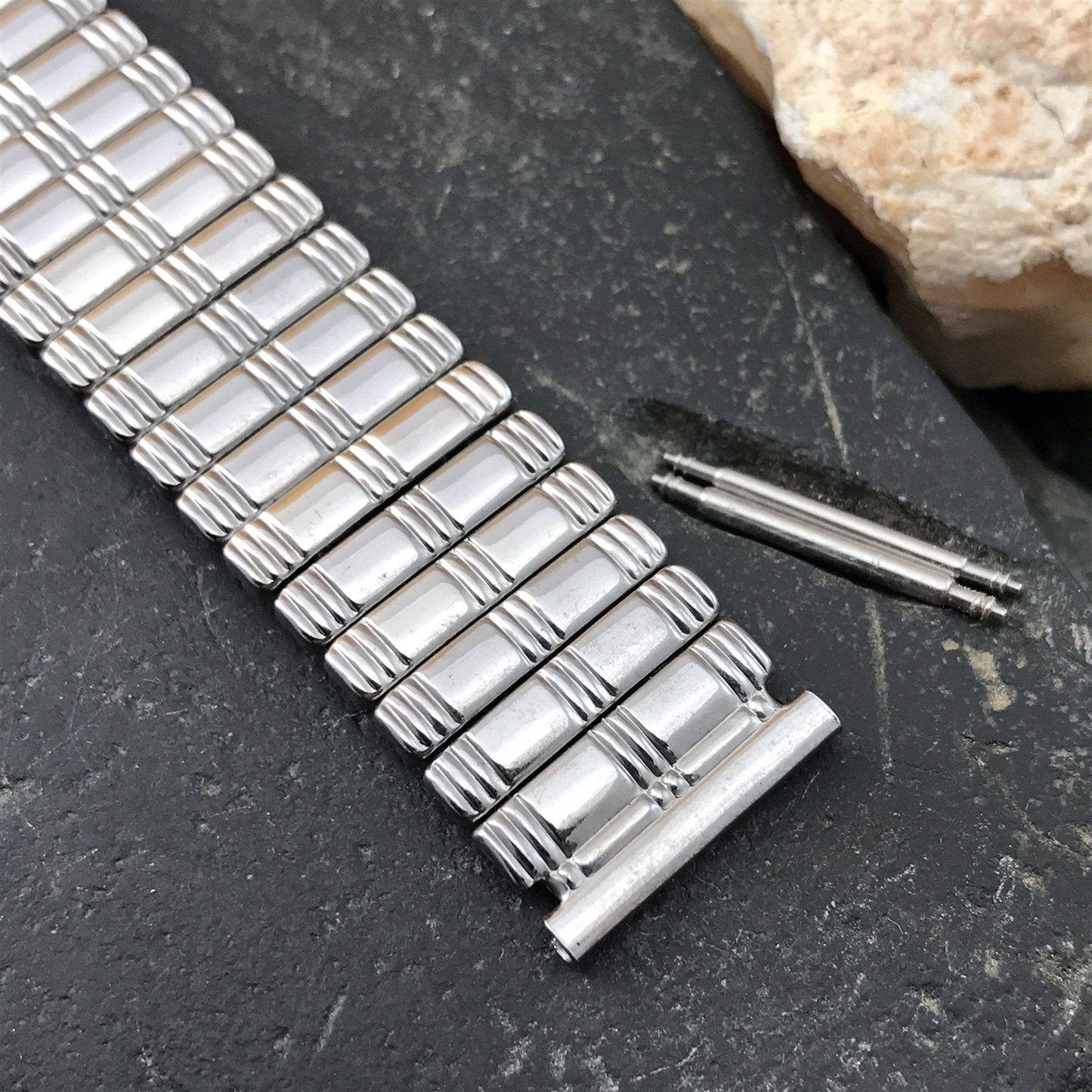 Vintage 1940s Kestenmade Atlas Wide Stainless Steel Short nos Classic Watch Band