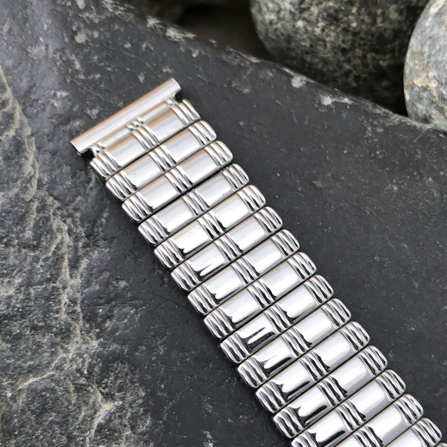 Vintage 1940s Kestenmade Atlas Wide Stainless Steel Short nos Classic Watch Band