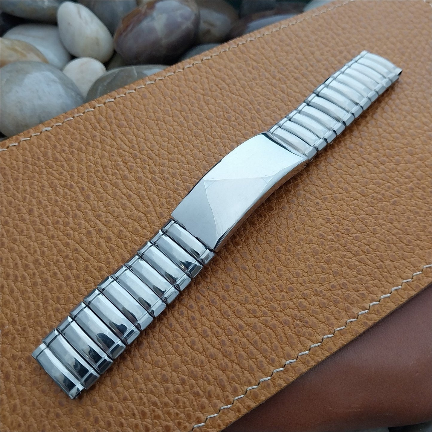 5/8" Sterling Silver & Stainless Steel 1940s Photo Expansion Vintage Watch Band