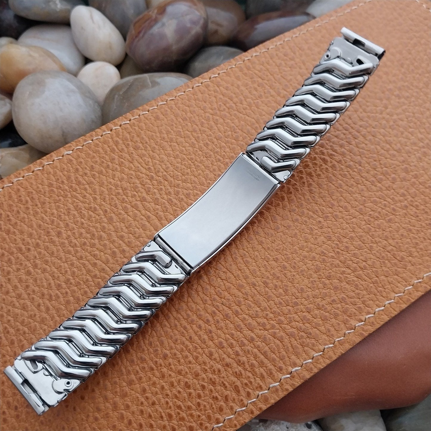 5/8" Sterling Silver & Stainless Steel 1940s Photo Expansion Vintage Watch Band